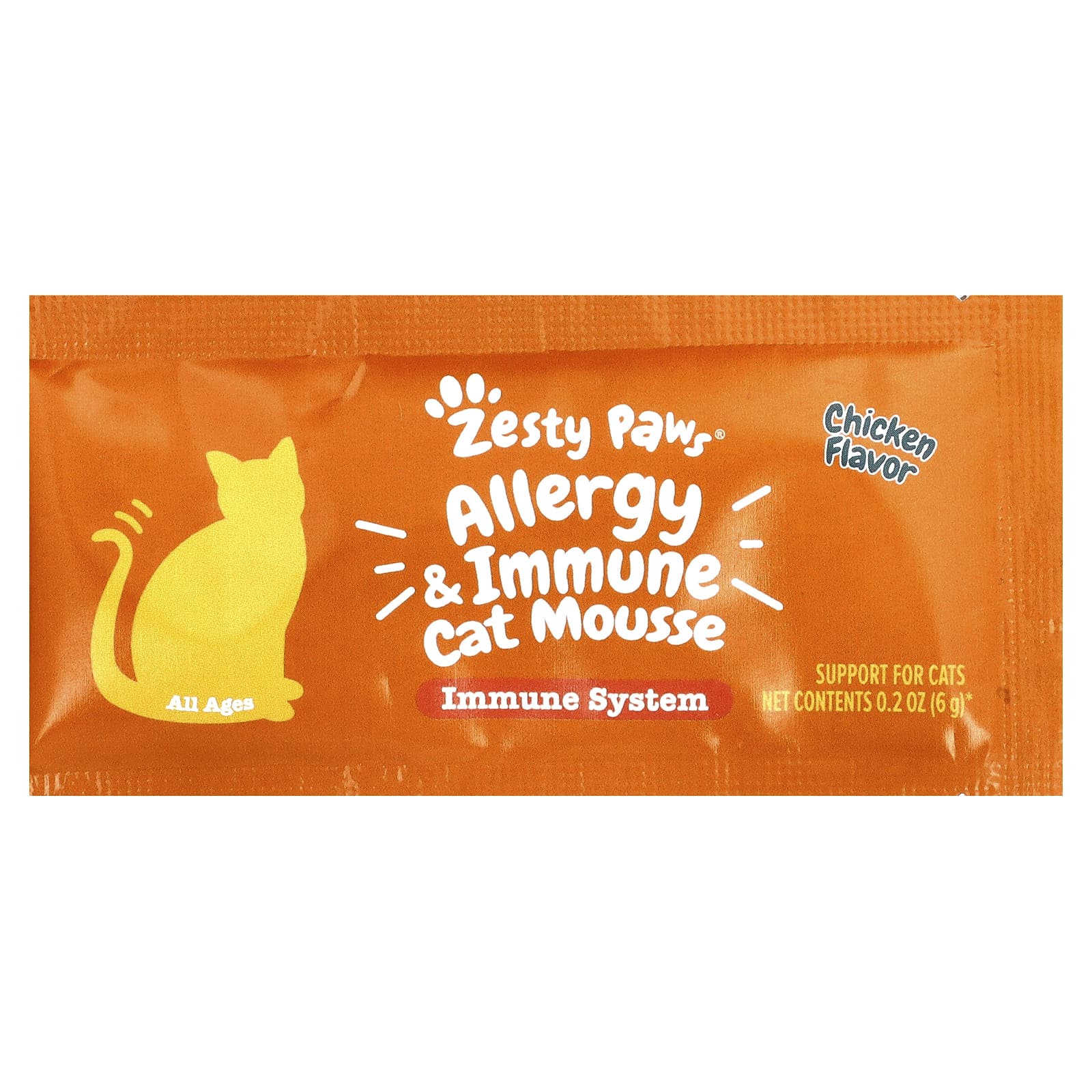 Zesty Paws, Мусс для кошек против аллергии и иммунитета, для кошек, для всех возрастов, с курицей, 14 пакетиков по 6 г (0,2 унции)