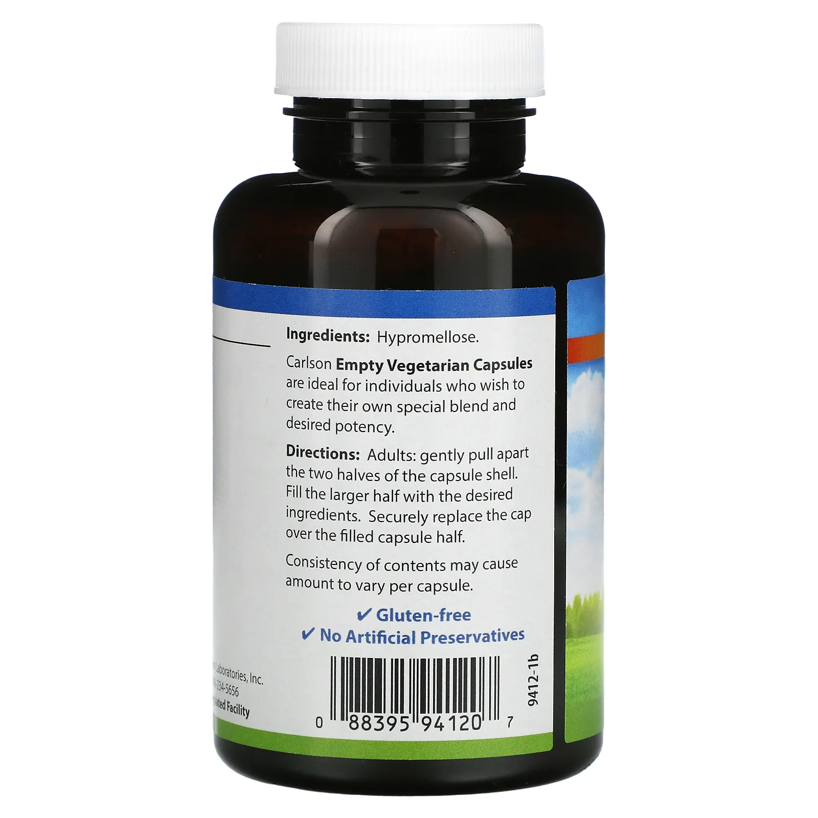 Carlson, пустые вегетарианские капсулы №2, 200 капсул