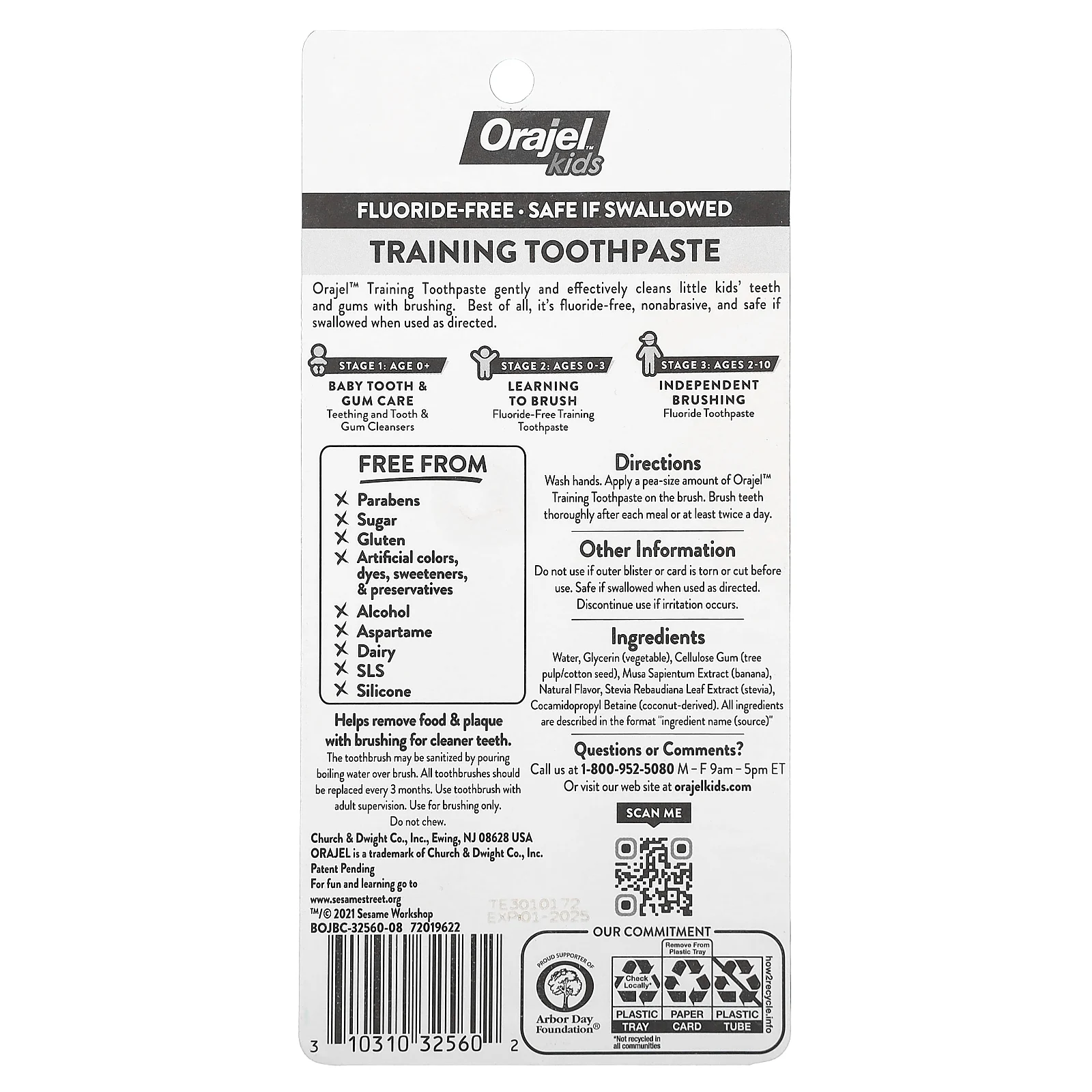 Orajel, очищающее средство для зубов и десен Elmo, без фторида, для детей в возрасте от 3 до 24 месяцев, смесь банана и яблока, 28,3 г (1 унция)