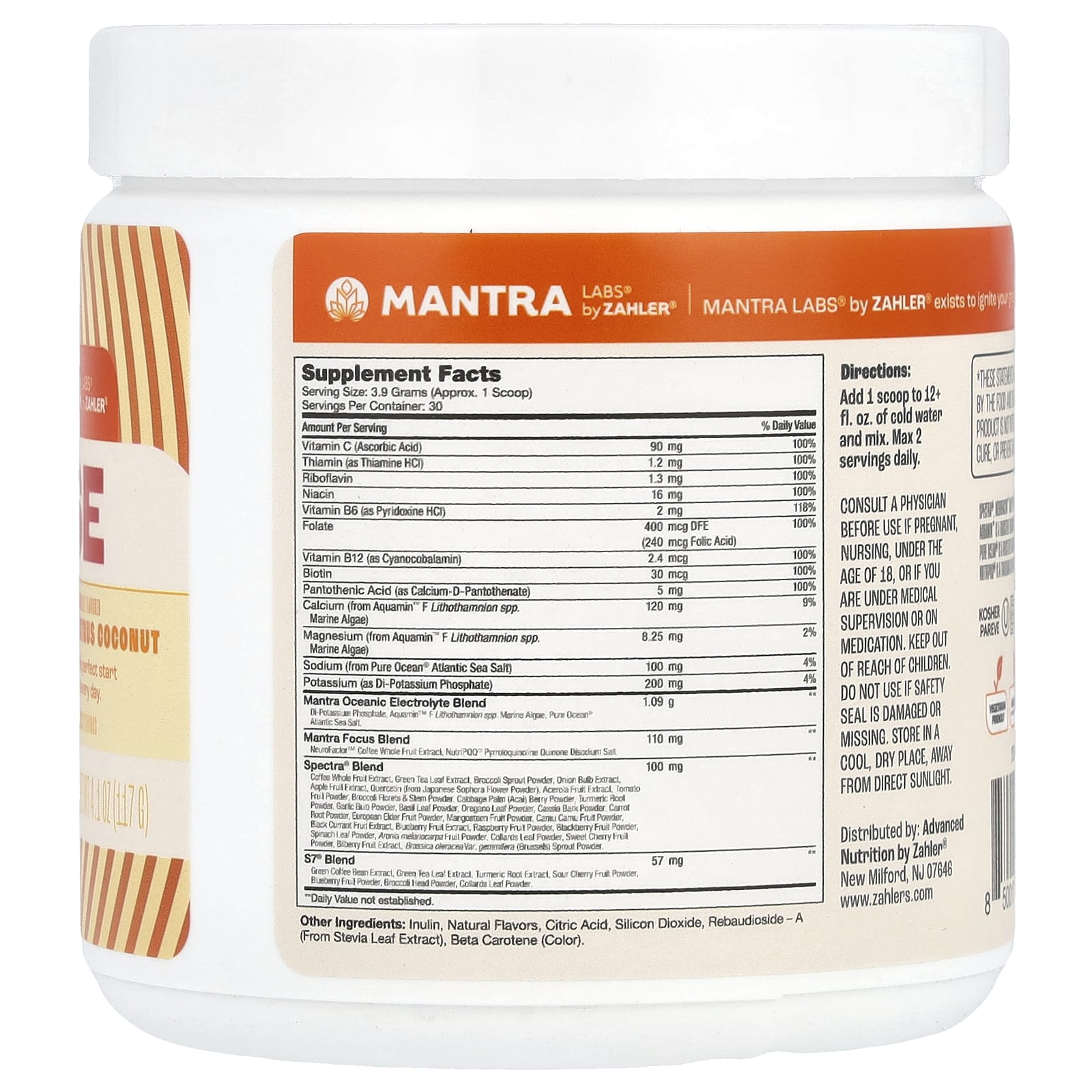 Zahler, Rise, Citrus Coconut, 4.1 oz (117 g)