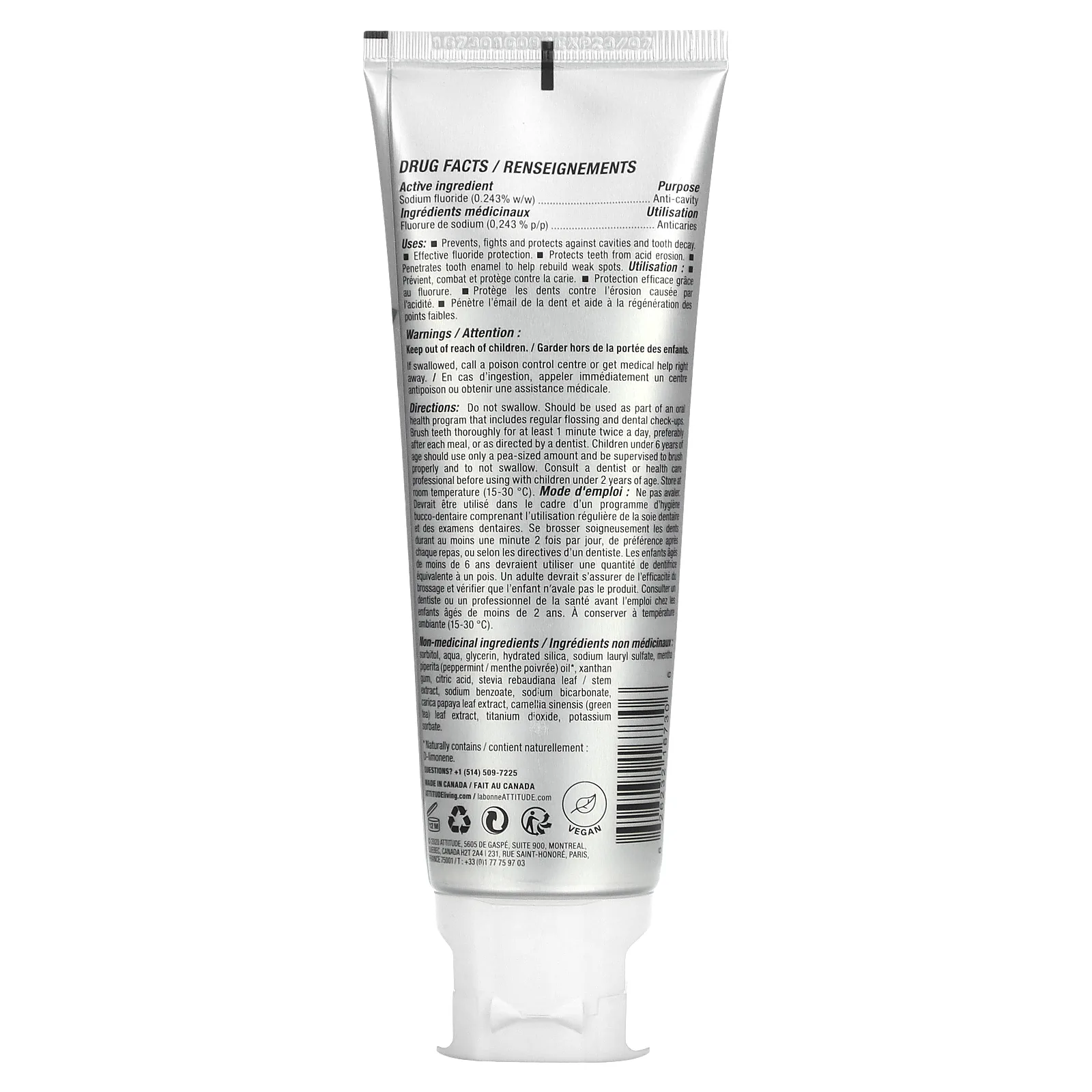 ATTITUDE, зубная гель-паста для свежести дыхания, перечная мята, 120 г (4,2 унции)