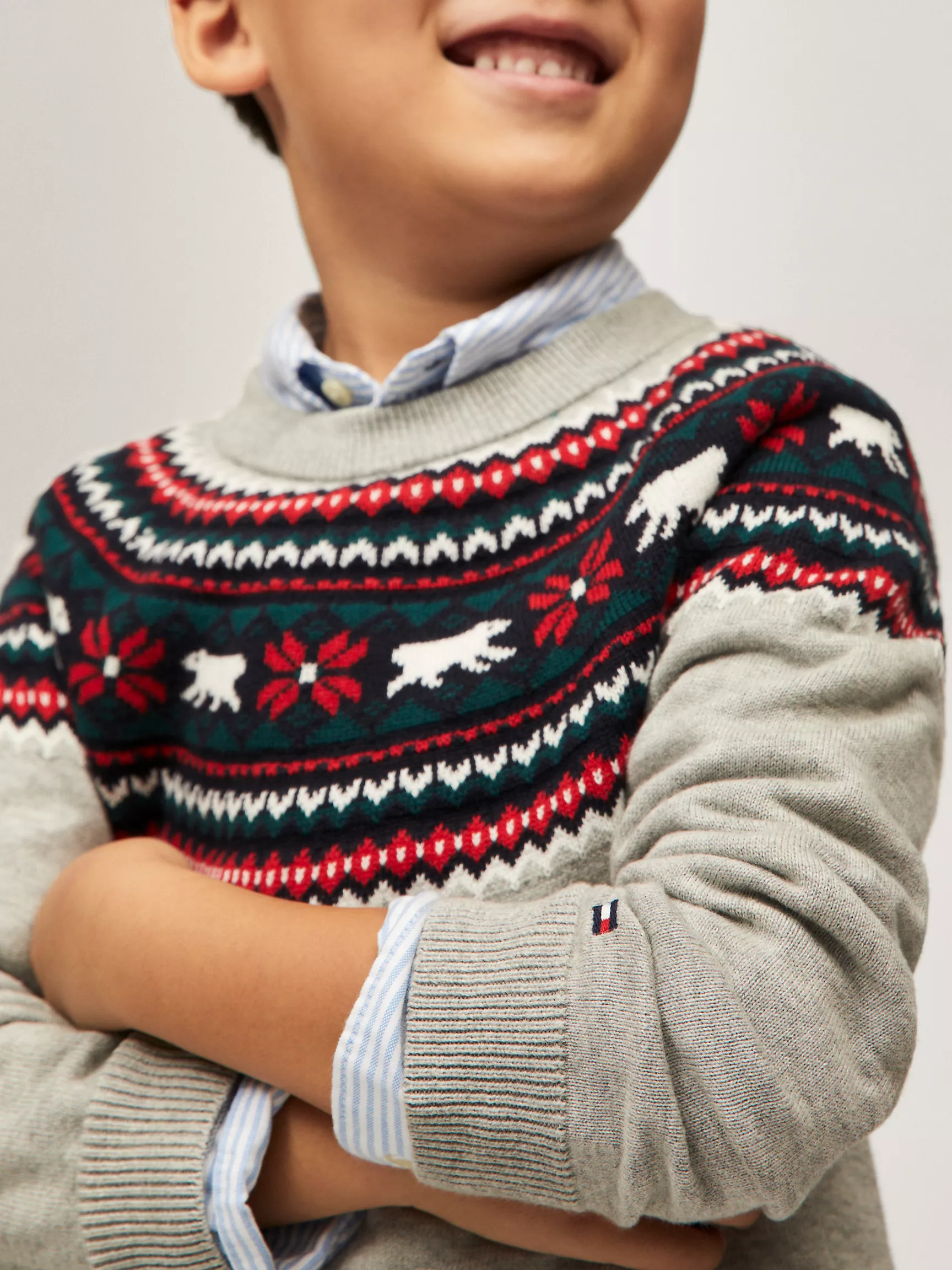 Свитер для мальчика Tommy Hilfiger, Детский свитер с узором Fair Isle с изображением медведя