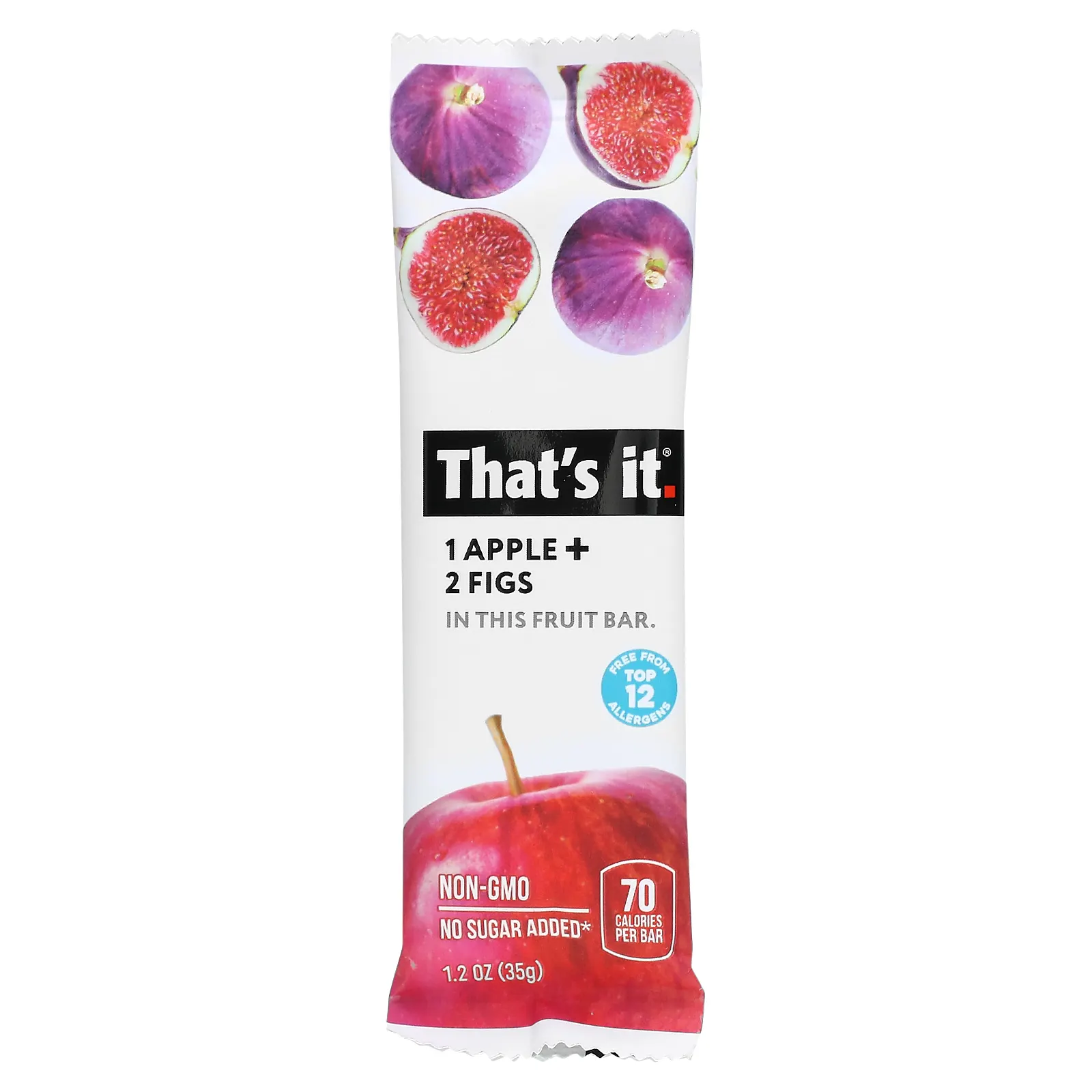 That's It, Фруктовый батончик, яблоко + инжир, 12 батончиков, 35 г (1,2 унции)