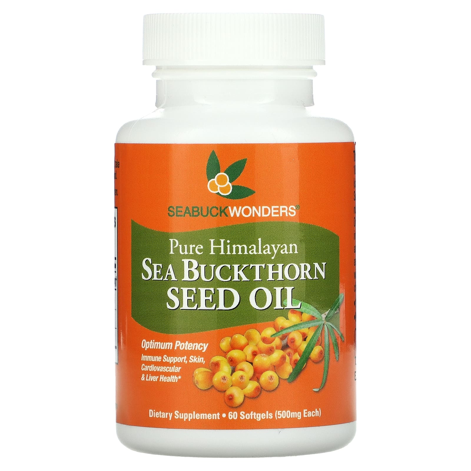 SeaBuckWonders, Масло семян облепихи, 500 мг, 60 мягких желатиновых капсул