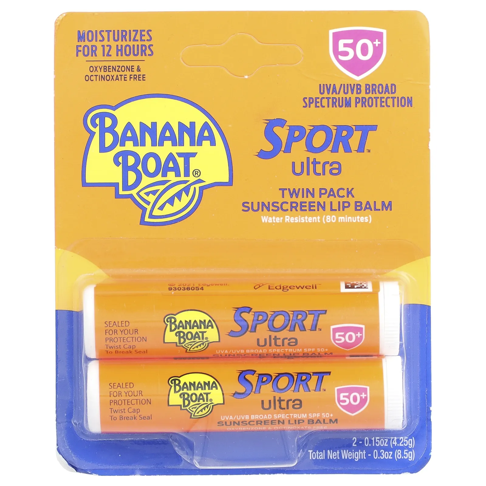Banana Boat, Sport ™ Ultra, солнцезащитный бальзам для губ, SPF 50+, 2 пакетика по 4,25 г (0,15 унции)