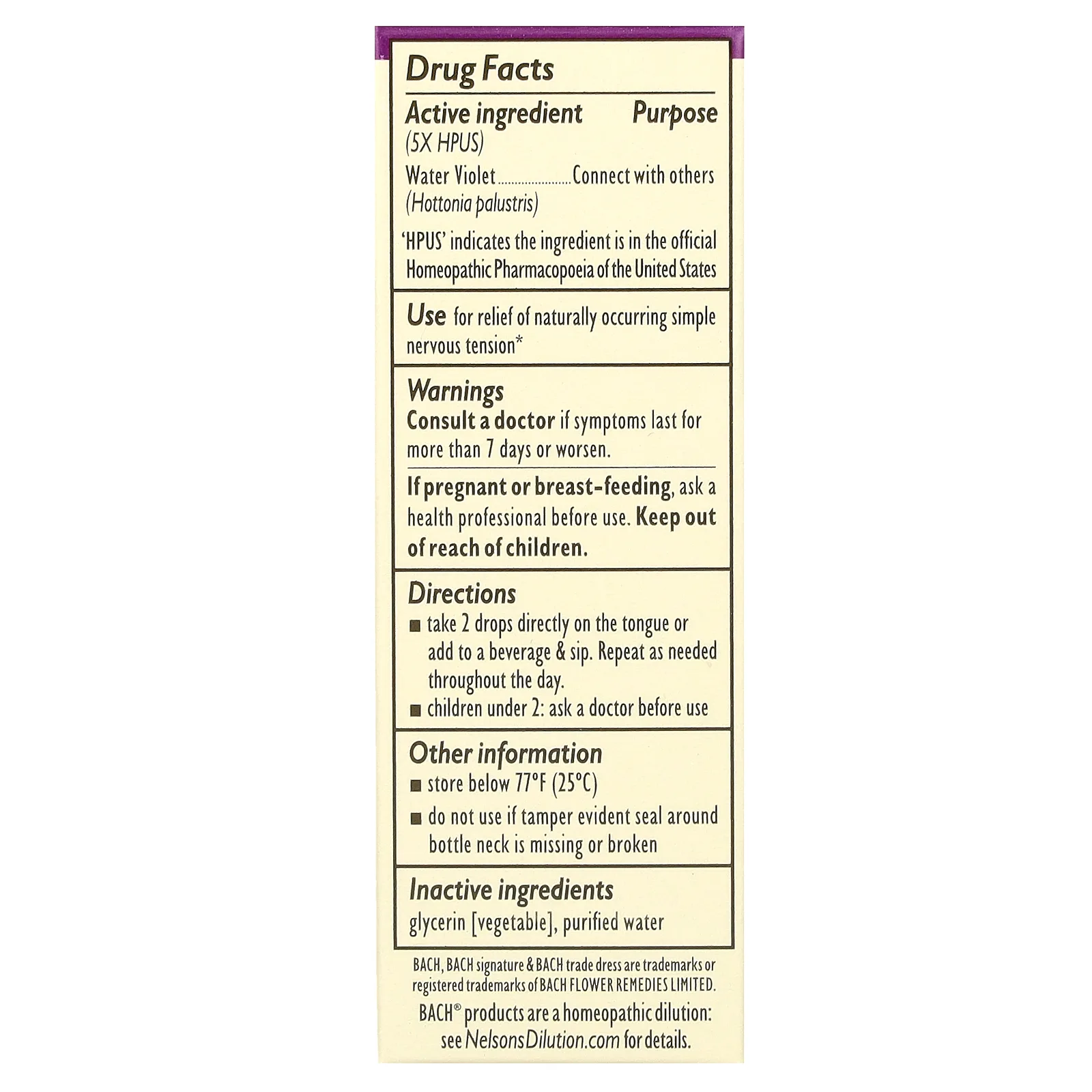 Bach, Original Flower Remedies, вода из фиалки, 10 мл (0,35 жидк. унции)