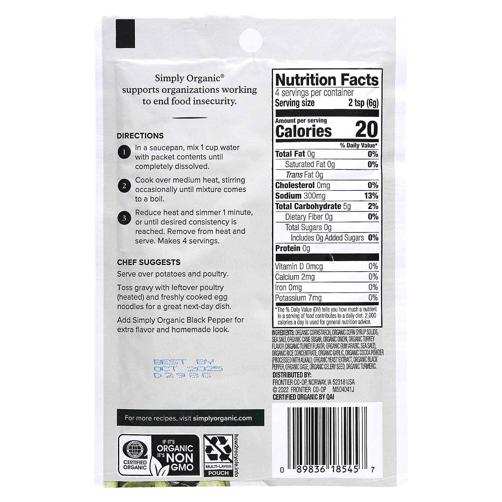 Simply Organic, смесь для подливы для индейки, 3 упаковки по 24 г (0,85 унции)