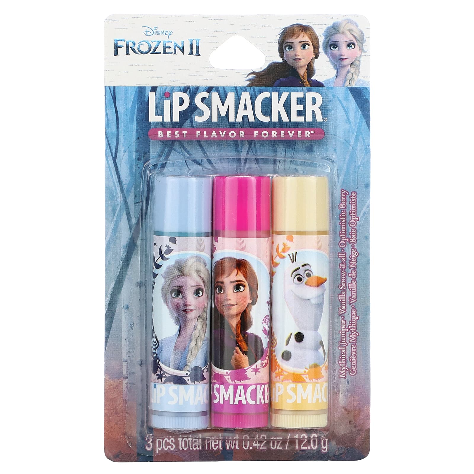 Lip Smacker, Frozen II, бальзам для губ, набор из трио, 3 шт. в упаковке, 4 г (0,14 унции)