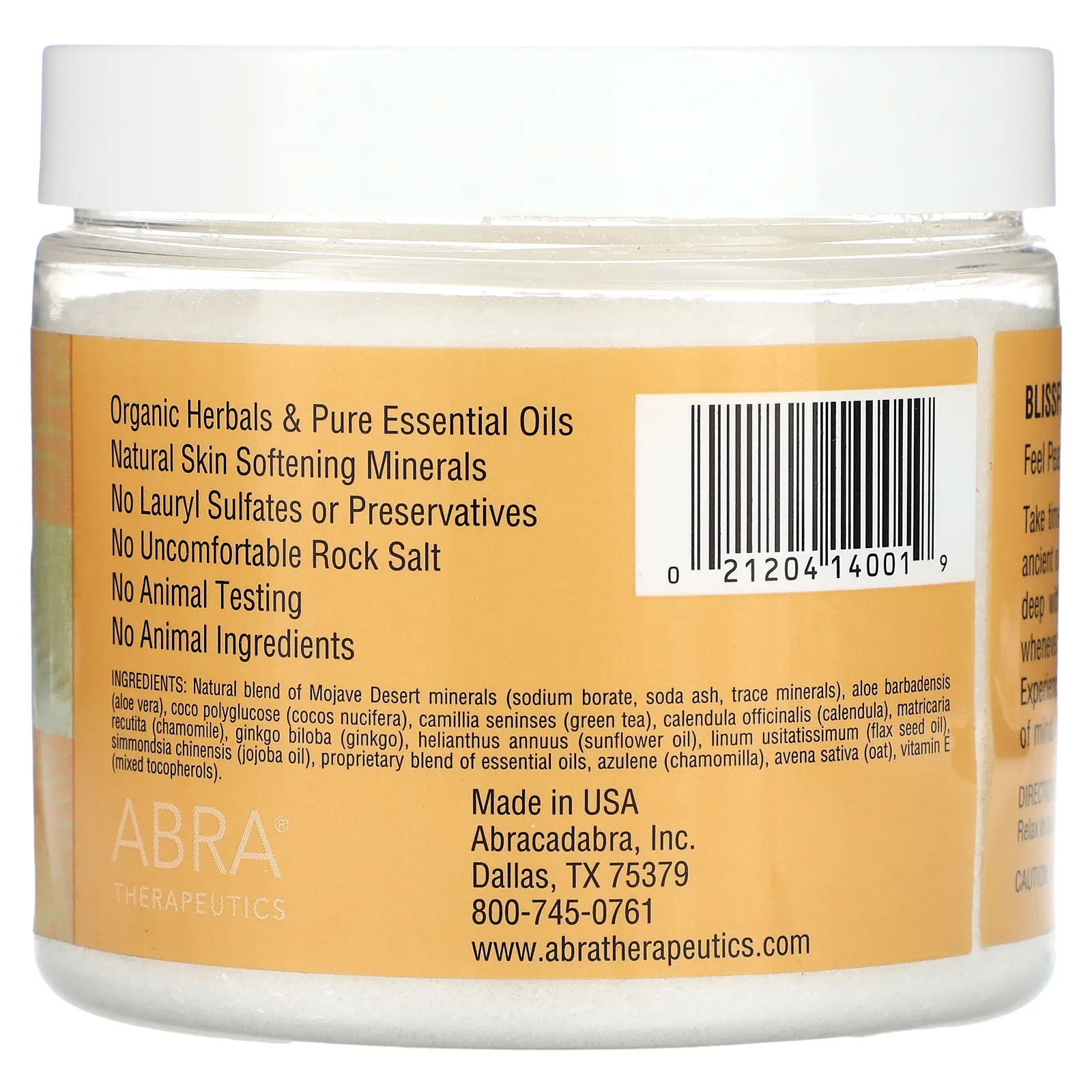 Abra Therapeutics, Натуральная пена для ванн, Blissful Harmony, пачули и ладан, 397 г (14 унций)