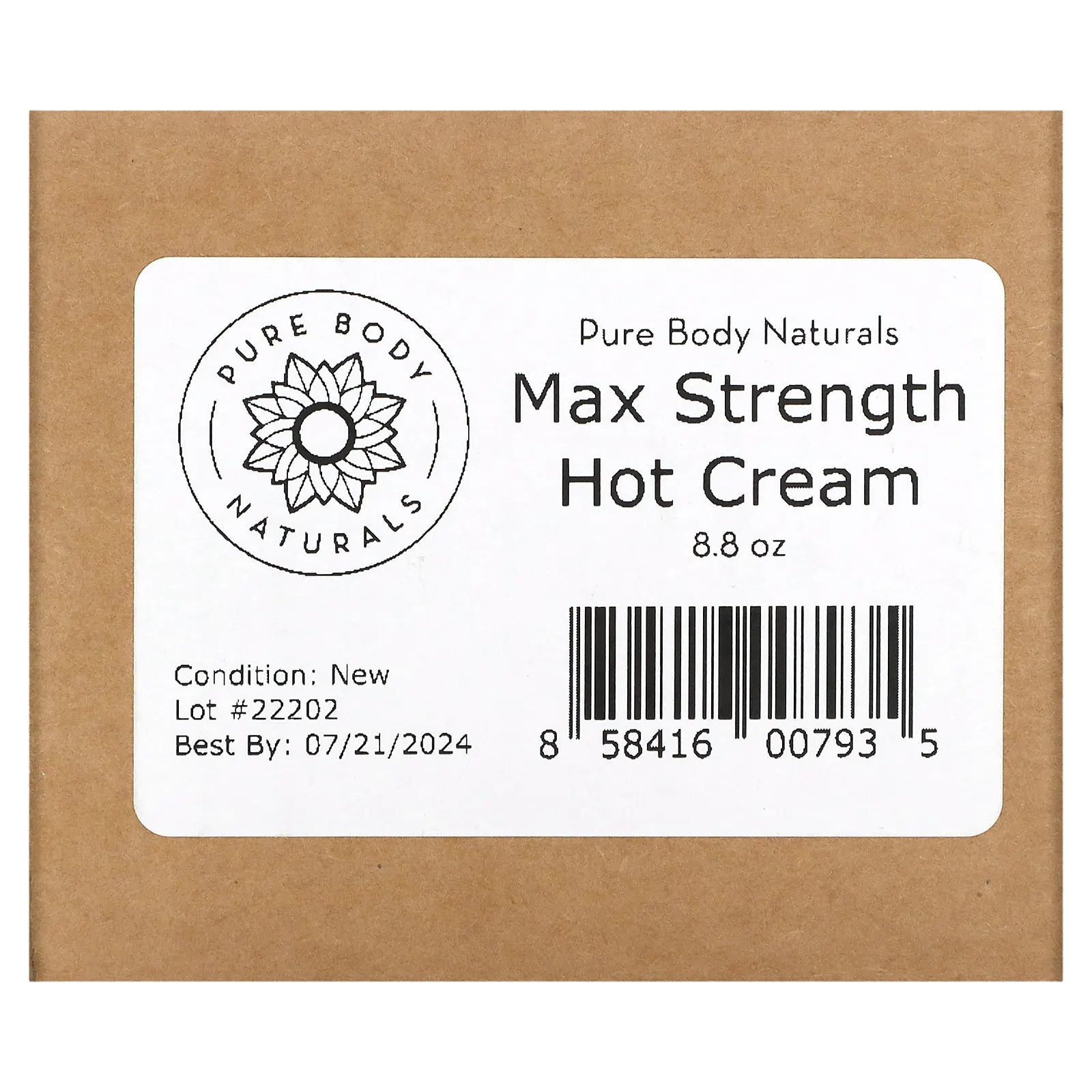 Pure Body Naturals, согревающий крем максимальной силы действия, 250 г (8,8 жидк. унции)