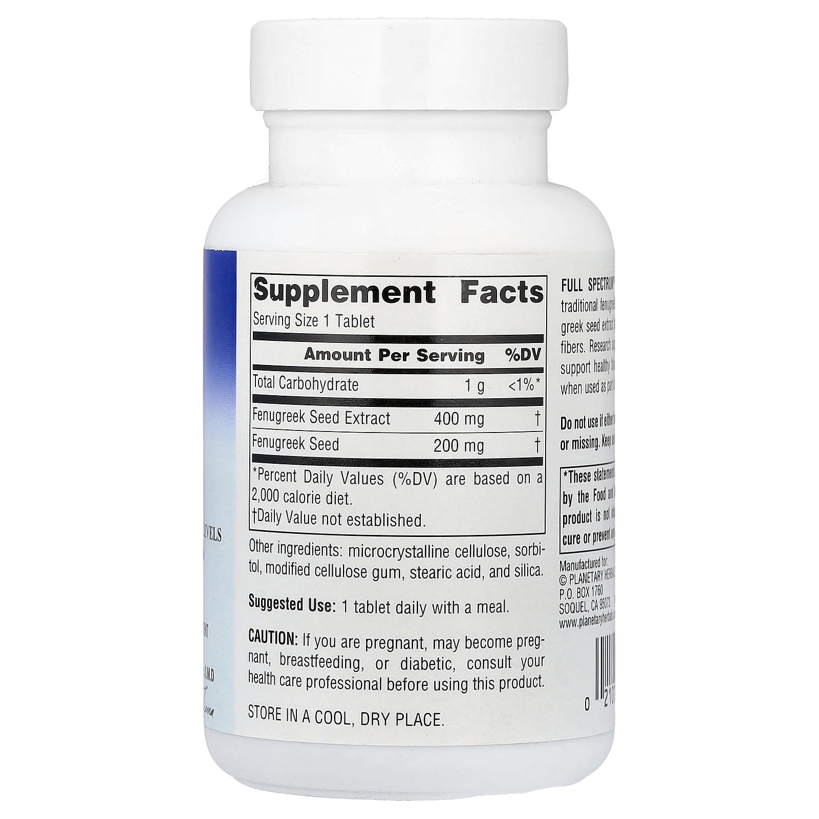 Planetary Herbals, Full Spectrum™, пажитник, 600 мг, 60 таблеток