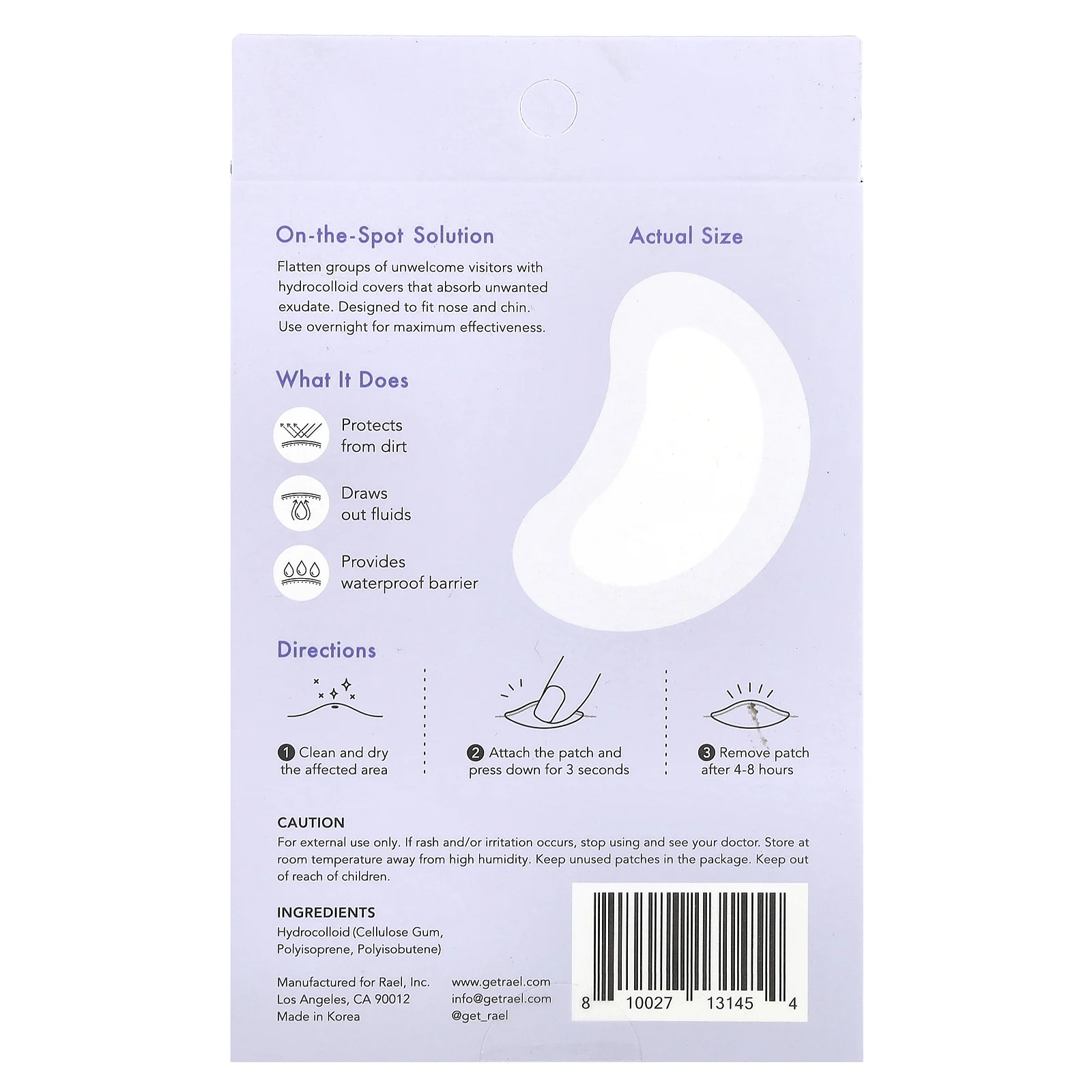 Rael, Miracle Patch, крышка от точечного нанесения, 10 патчей