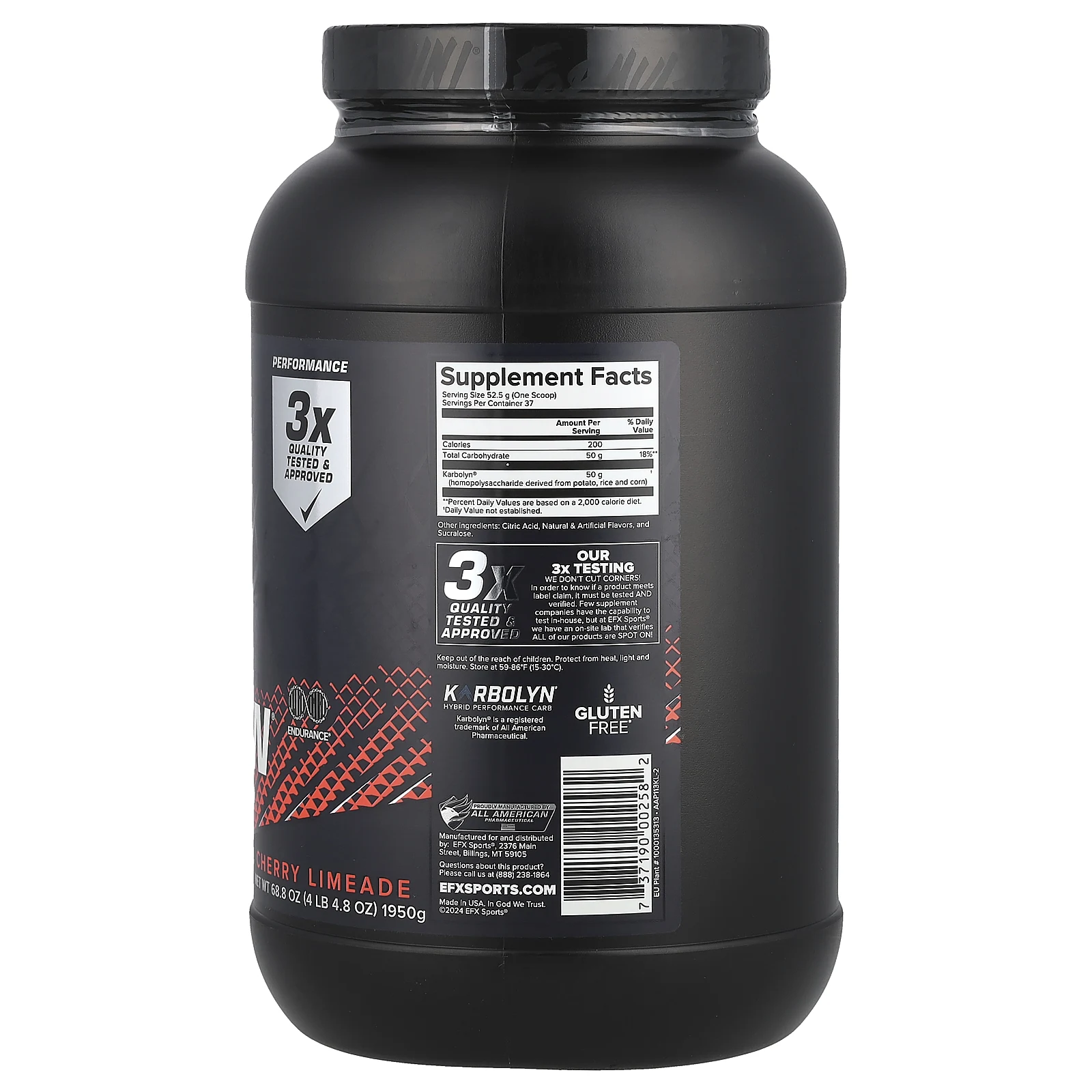 EFX Sports, Karbolyn Fuel, вишня и лайм, 1950 г (4 фунта 4,8 унции)