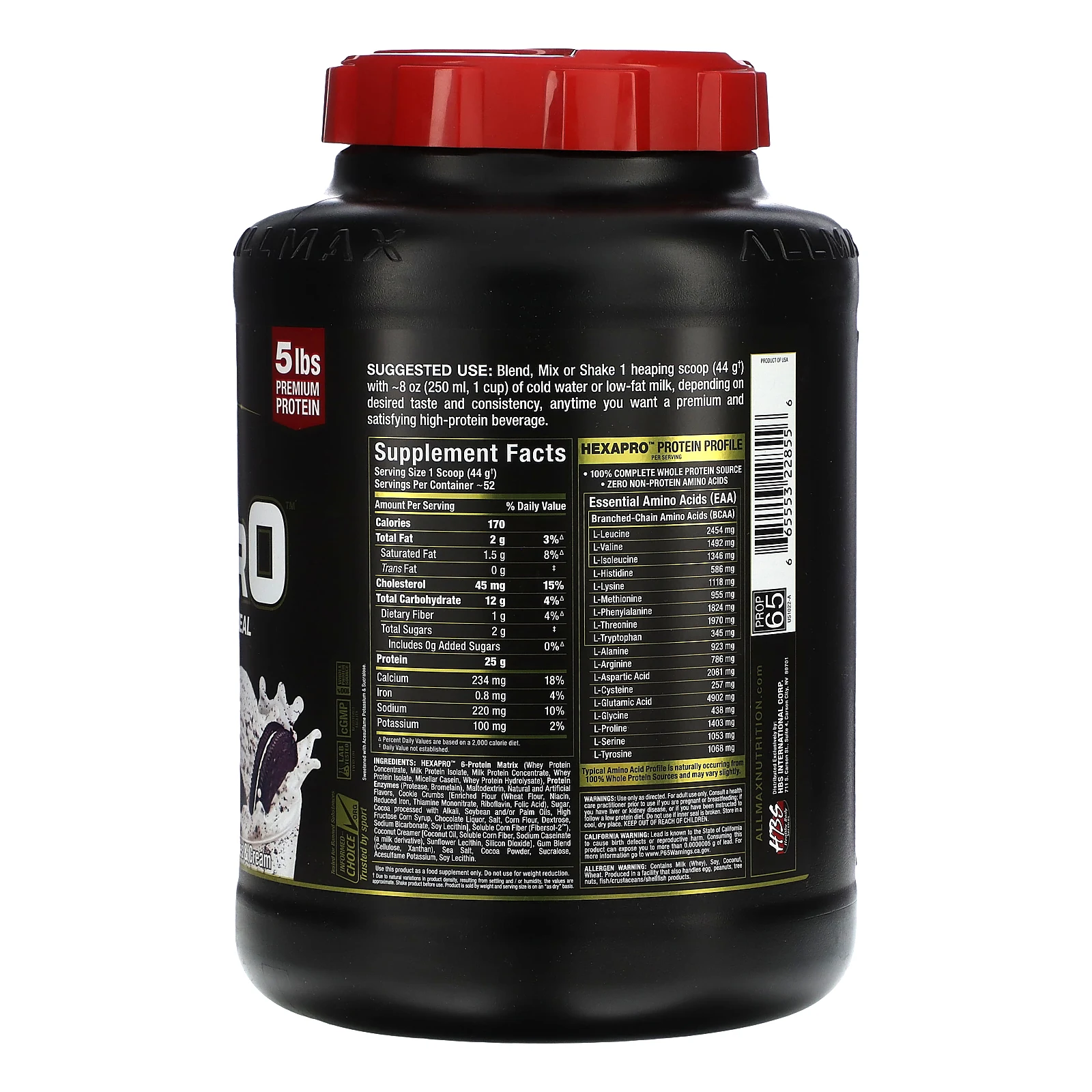 ALLMAX, Hexapro, высокобелковое обезжиренное питание, вкус печенья со сливками. 2,27 кг (5 фунтов)