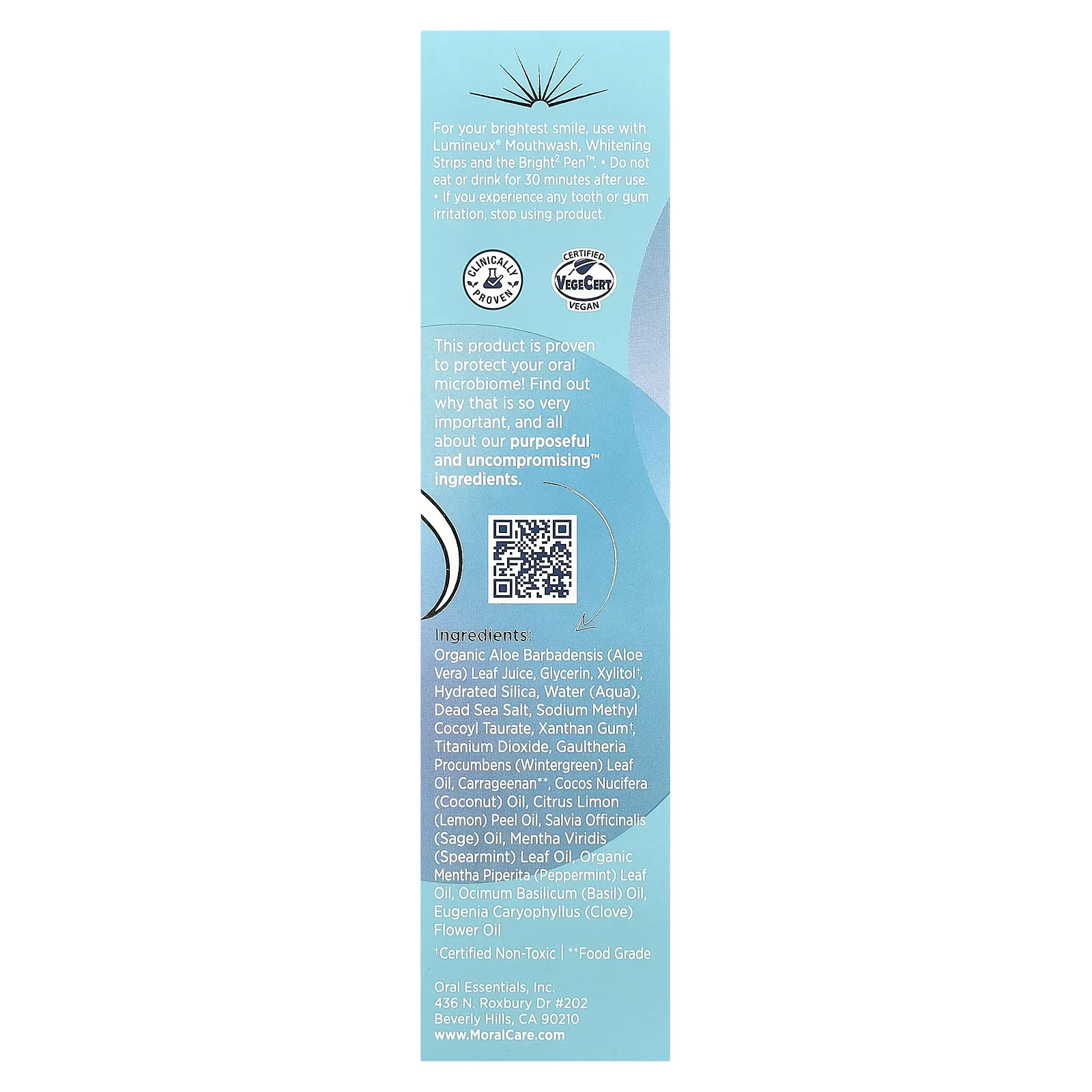Lumineux Oral Essentials, Сертифицированная нетоксичная отбеливающая зубная паста, 106 г (3,75 унции)