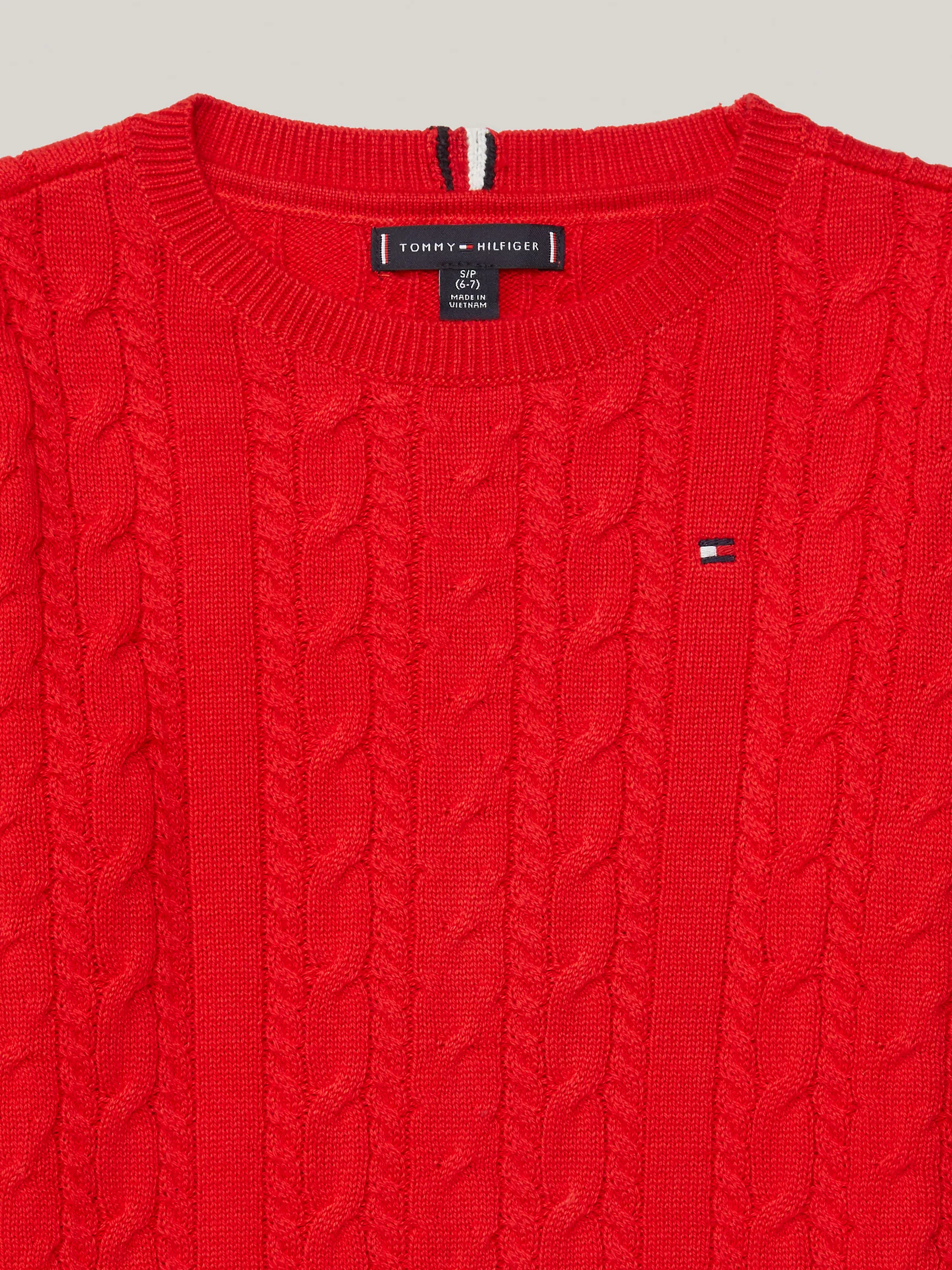 Свитер для мальчика Tommy Hilfiger, Детский вязаный свитер с узором "косы" и круглым вырезом