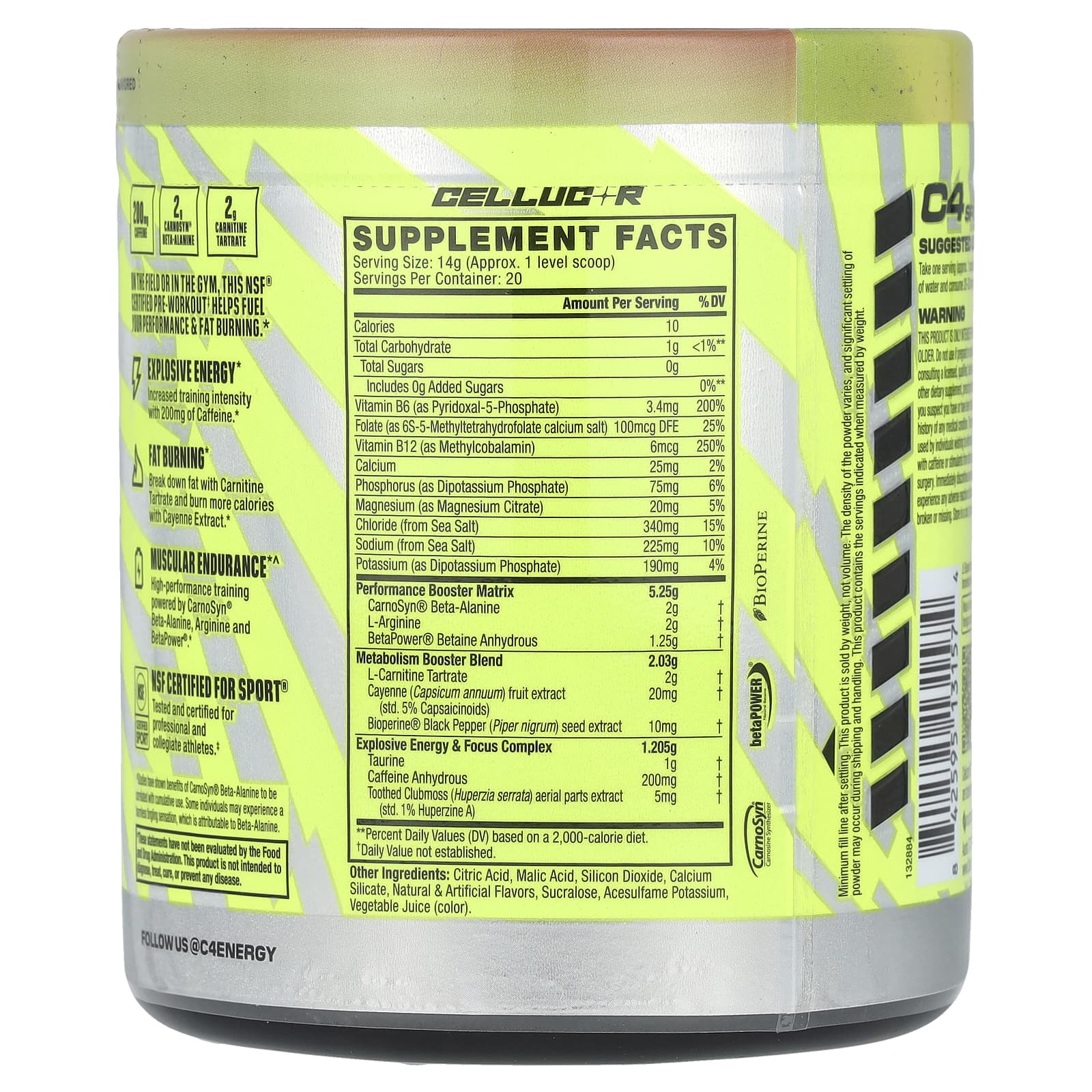 Cellucor, C4 Sport Ripped, Pre-Workout, Strawberry Watermelon, 9.9 oz (280 g)