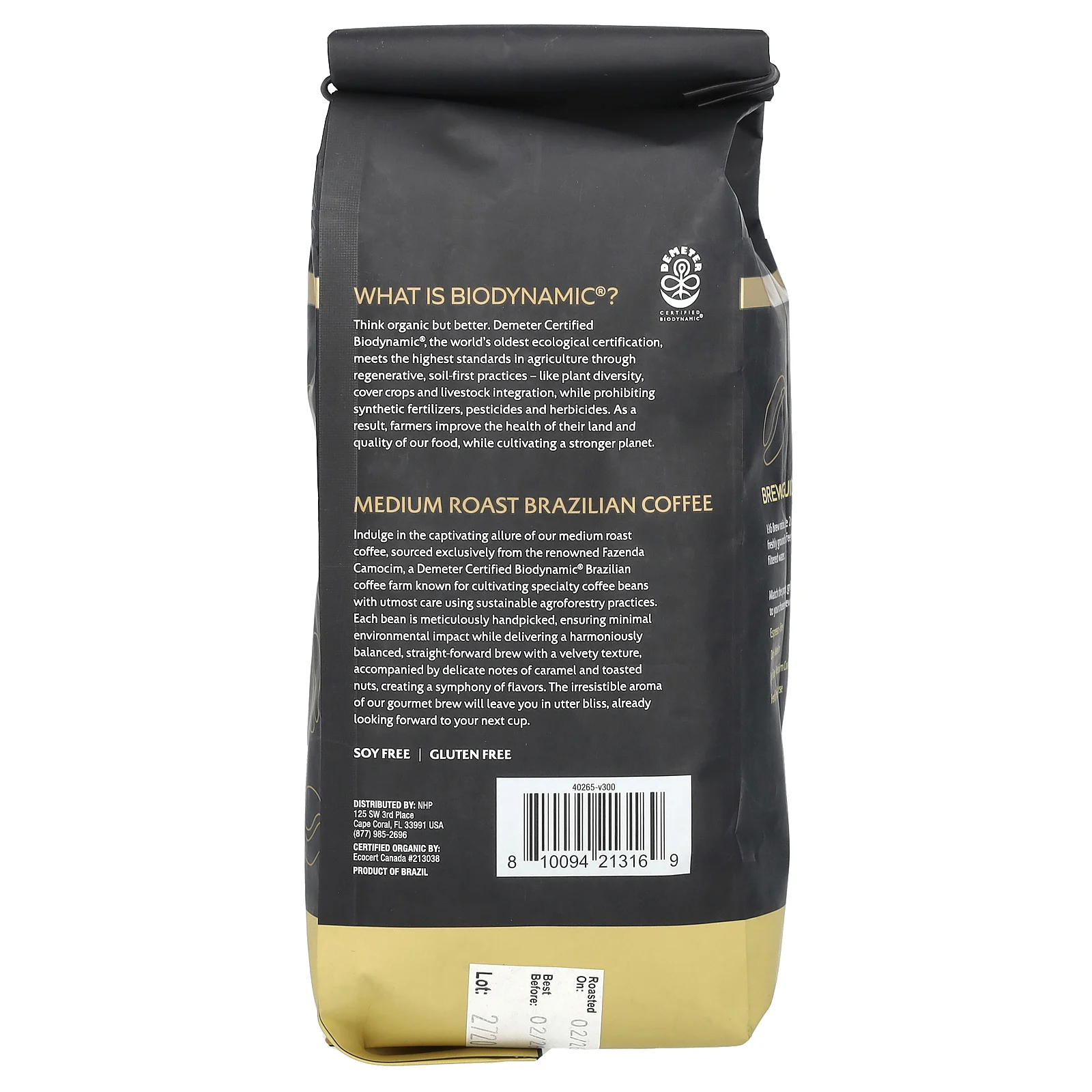 Dr. Mercola, Solspring, Biodynamic, органический бразильский кофе, цельные зерна, средней обжарки, 340 г (12 унций)