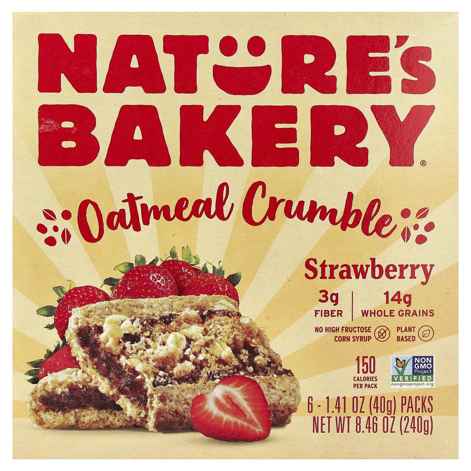 Nature's Bakery, овсяная каша, со вкусом клубники, 6 пакетиков по 40 г (1,41 унции)