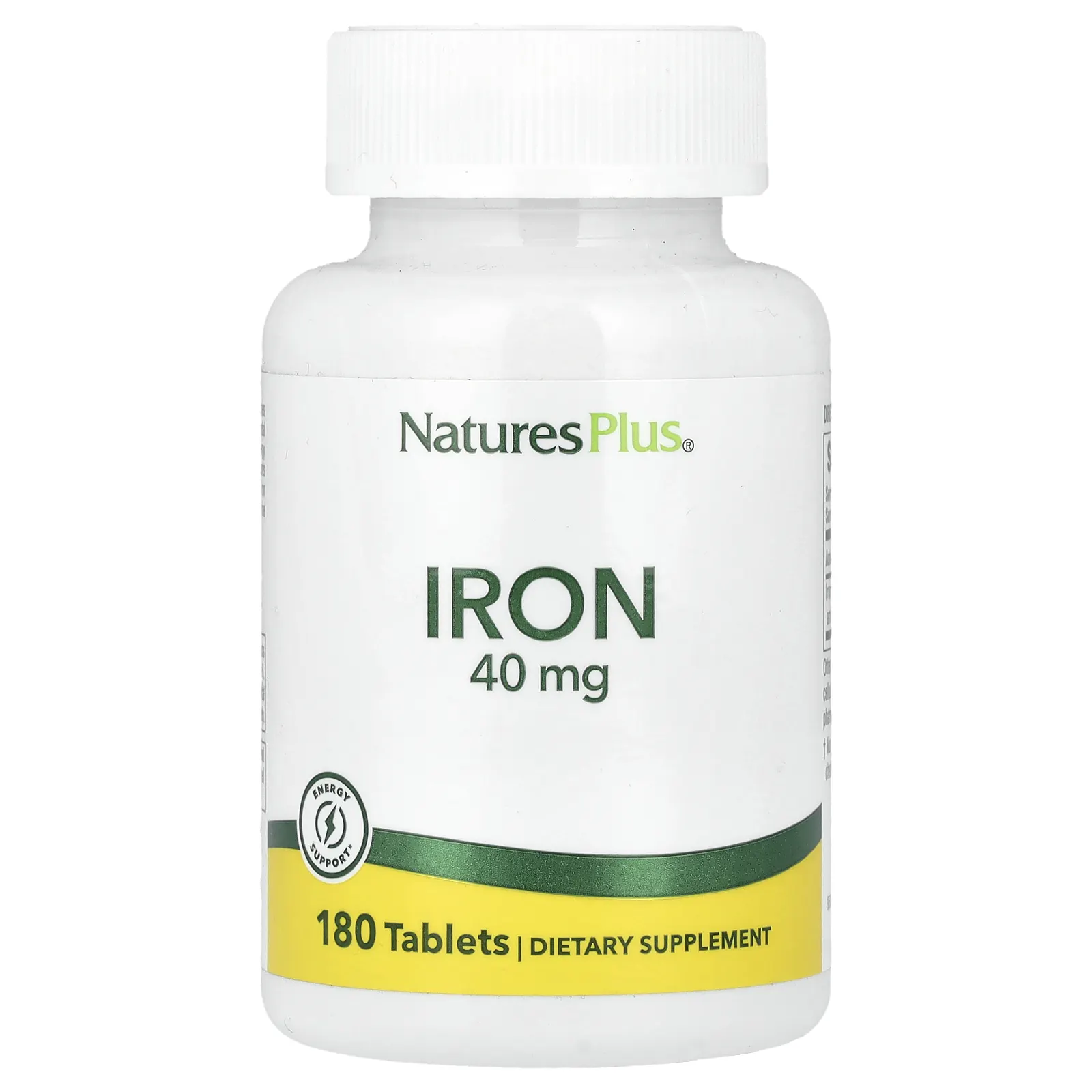 NaturesPlus, железо, 40 мг, 180 таблеток (20 мг в 1 таблетке)