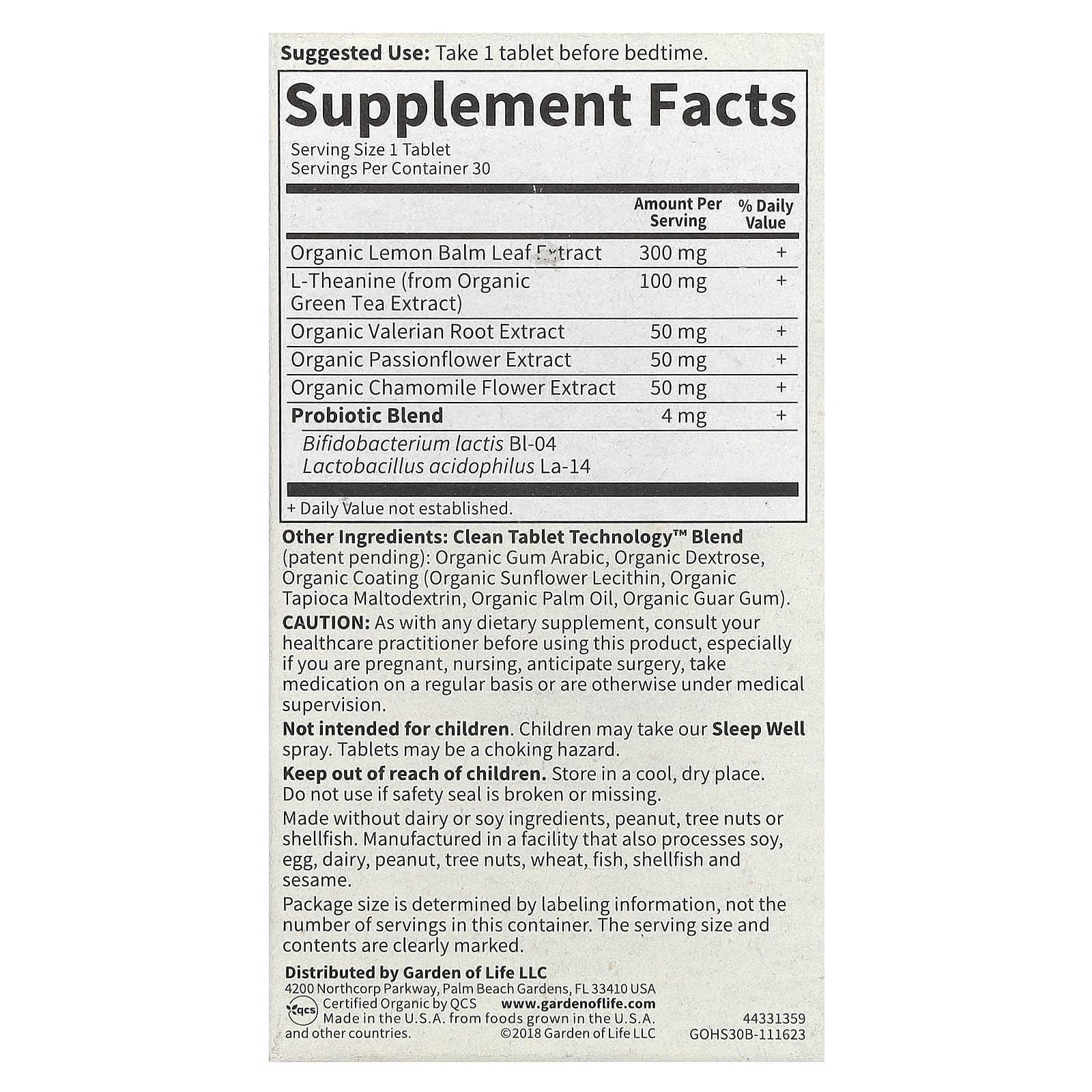 Garden of Life, MyKind Organics, Sleep Well, для крепкого сна, отдыха и восстановления, 30 веганских таблеток