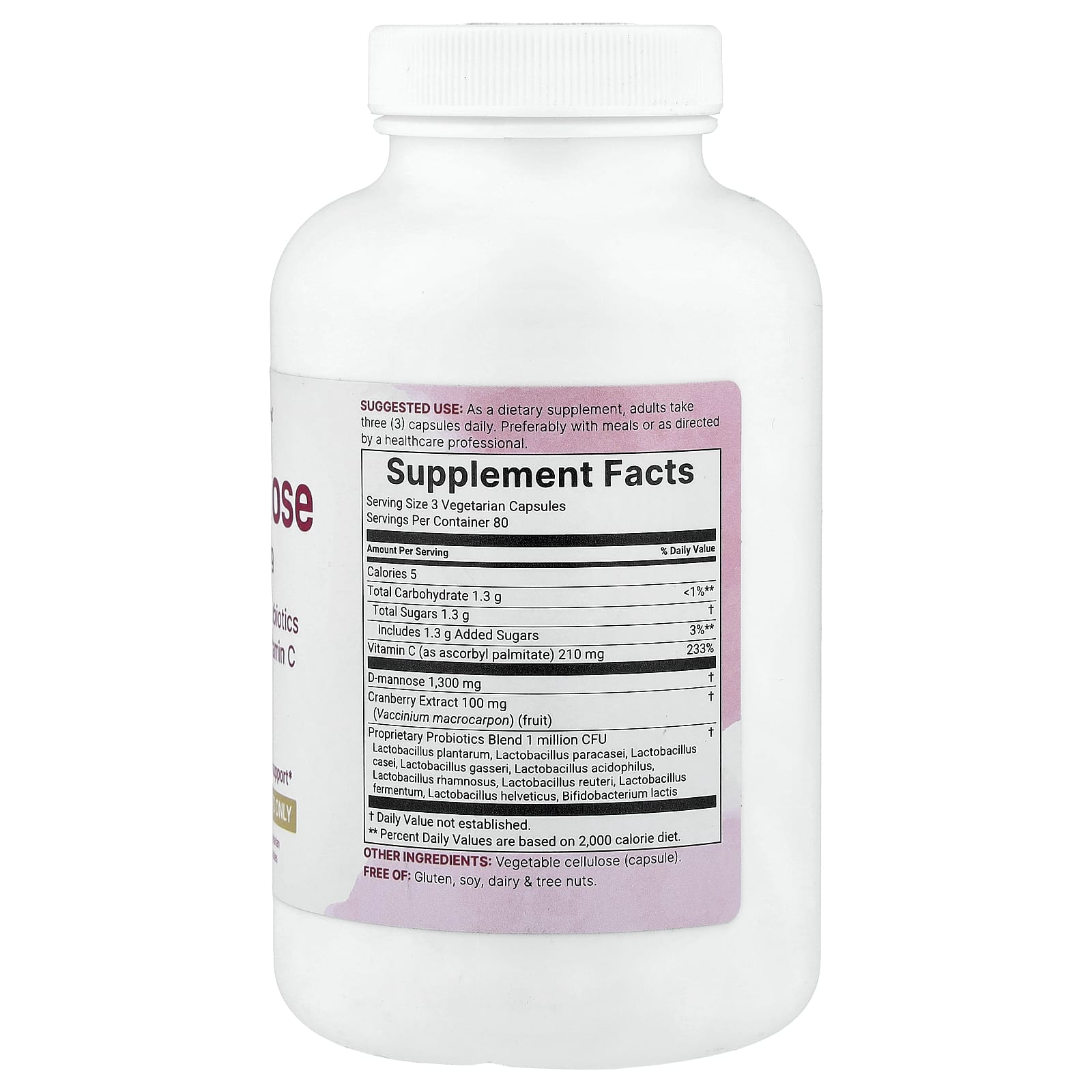 Micro Ingredients, D-манноза с клюквой, пробиотиками и жирорастворимым витамином C, 240 вегетарианских капсул