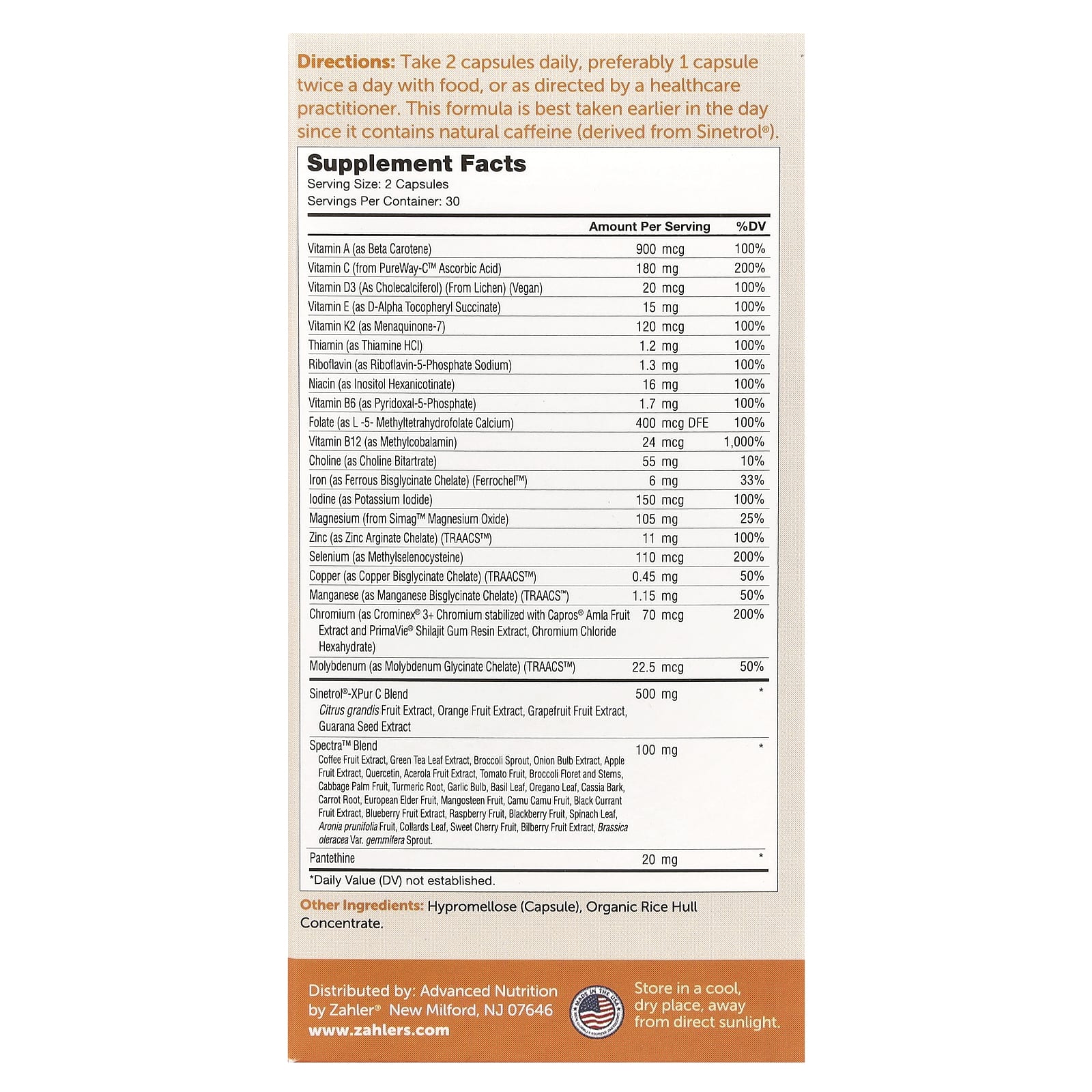 Zahler, Multivitamin Metabolism, мультивитаминная добавка для коррекции веса, с Sinetrol, 60 капсул