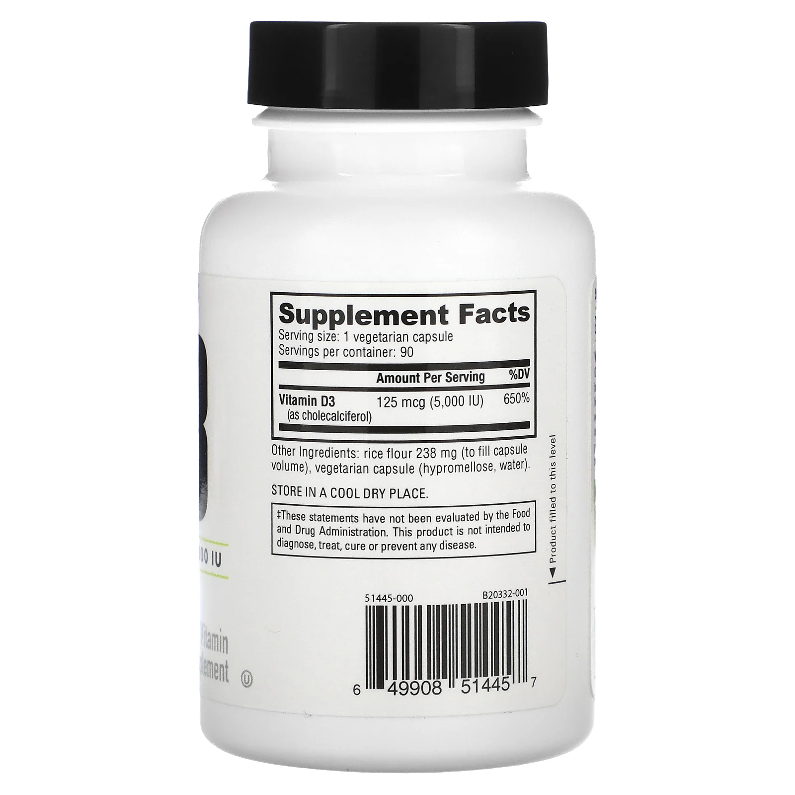 NutraBio, Витамин D-3, 5000 МЕ, 90 капсул