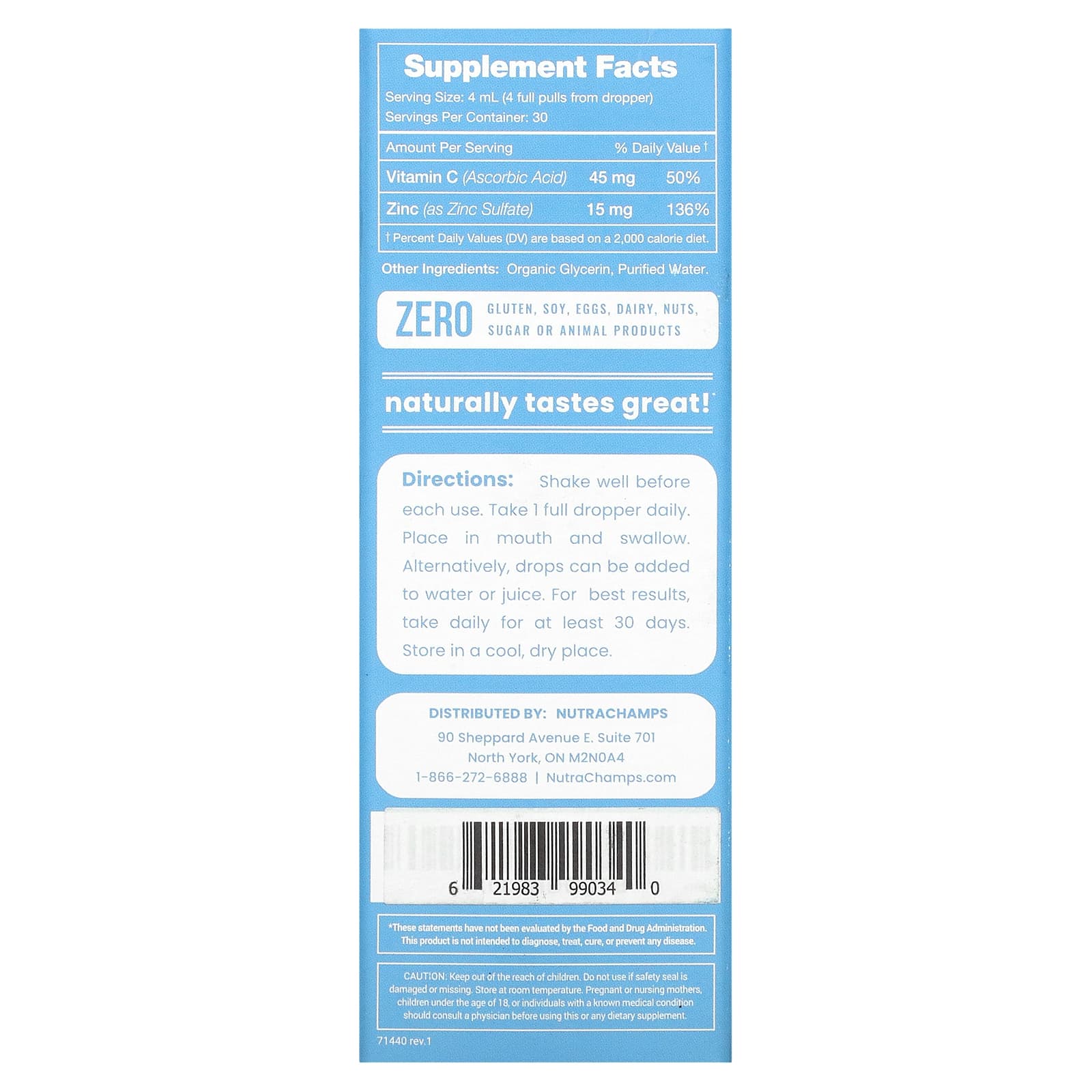 NutraChamps, Цинк, жидкий ионный раствор, без добавок, 120 мл (4 жидк. Унции)