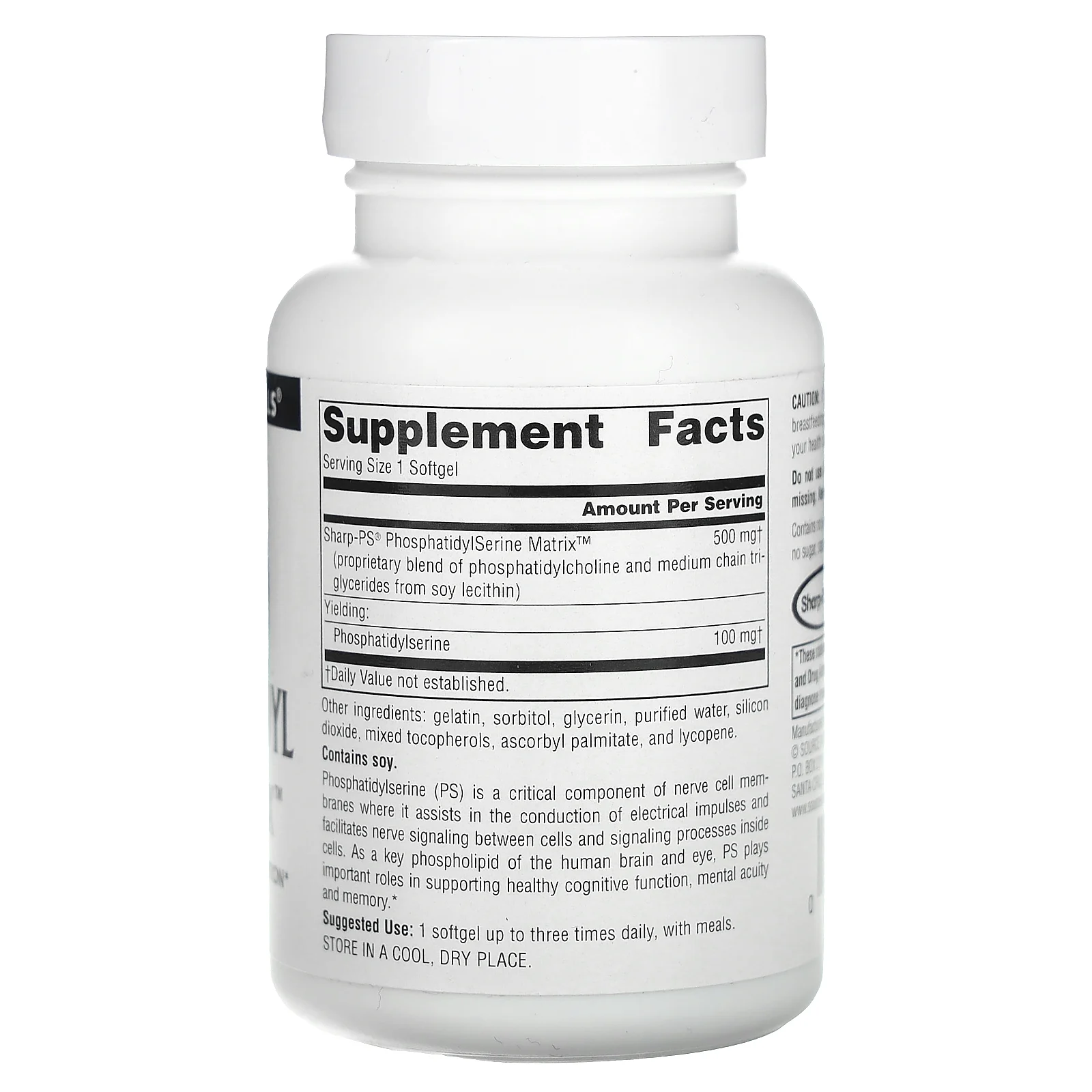 Source Naturals, Фосфатидилсериновая матрица, 500 мг, 60 мягких таблеток