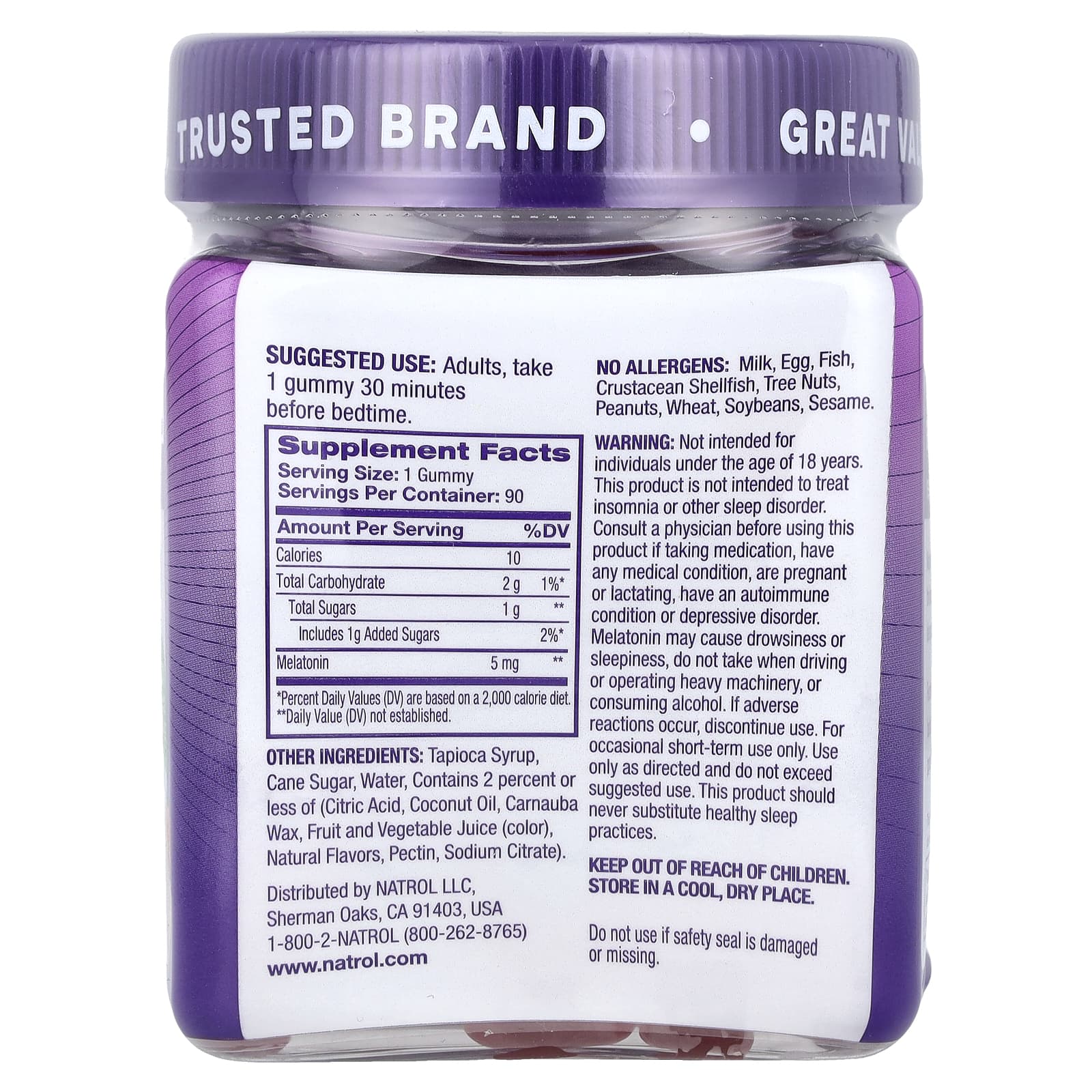 Natrol, мелатонин, для хорошего сна, вкус клубники, 5 мг, 90 жевательных конфет