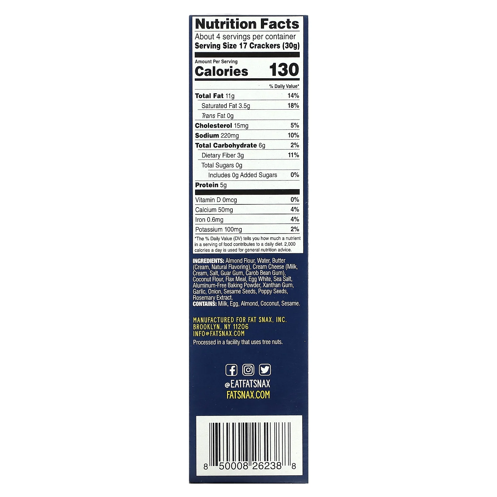 Fat Snax, Крекеры из миндальной муки, все, что угодно, 120,5 г (4,25 унции)