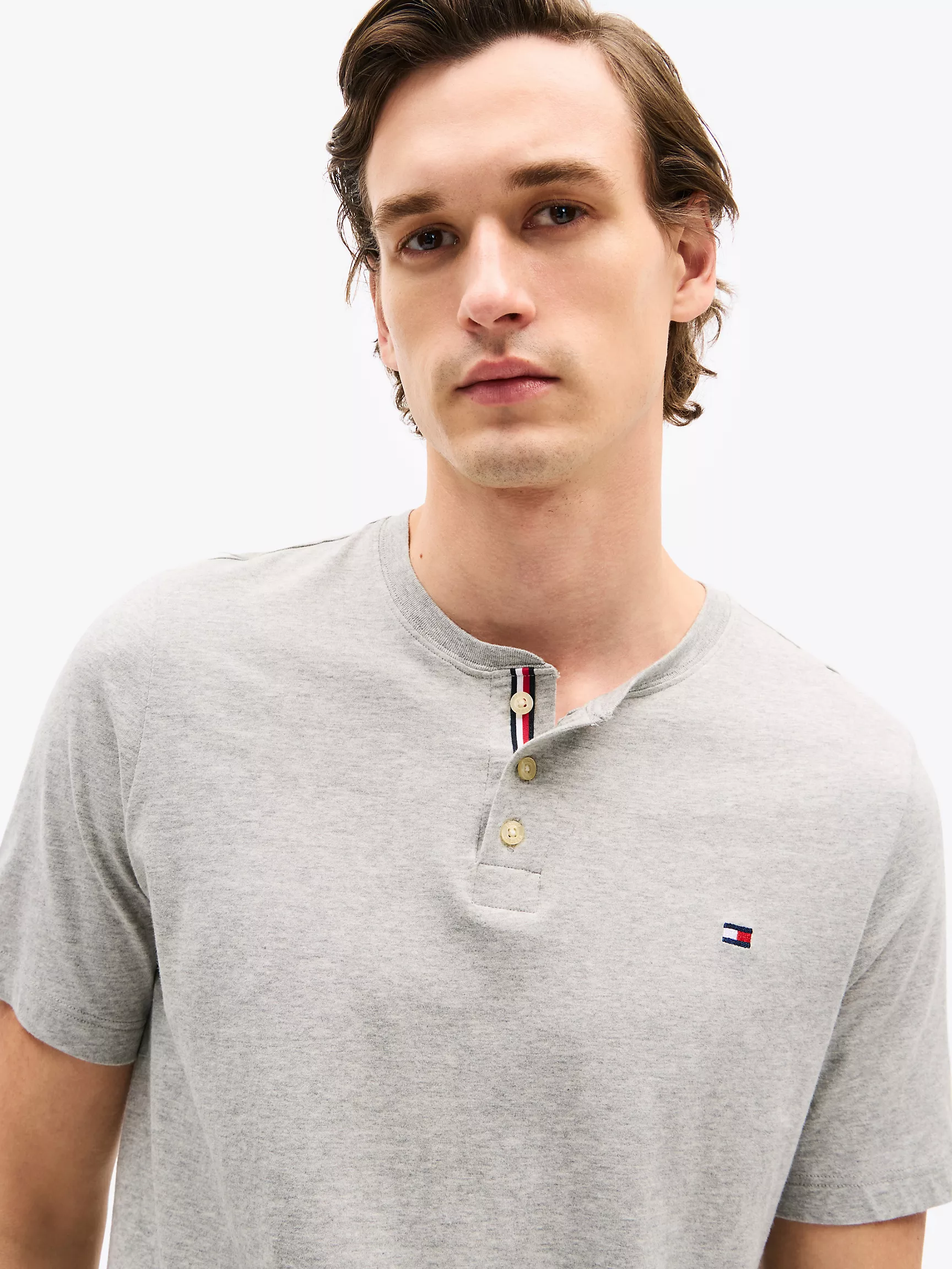 Мужская одежда для сна Tommy Hilfiger, Замшевая пижамная рубашка Henley из джерси