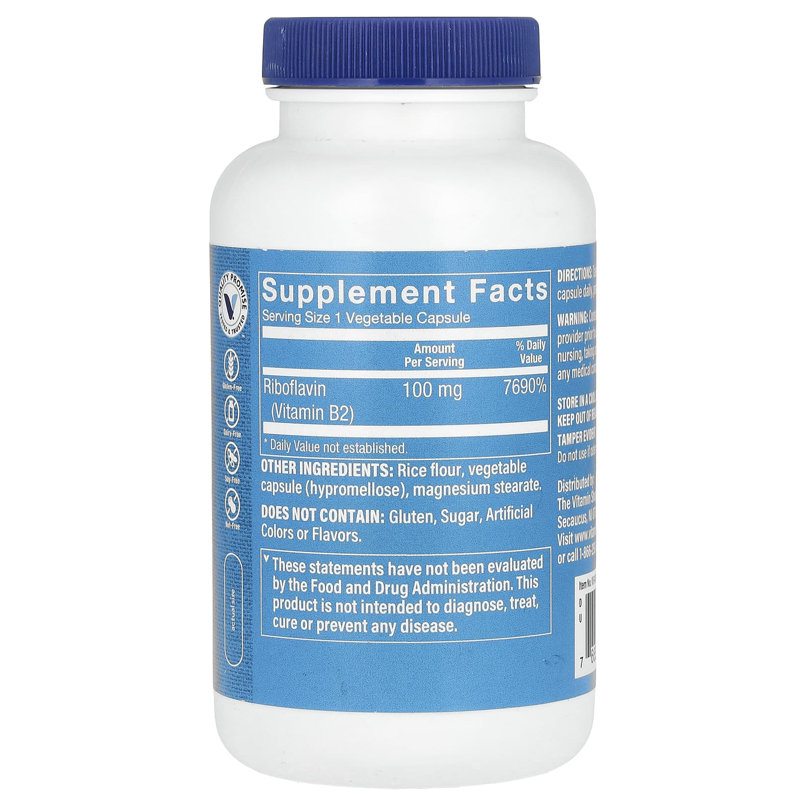 The Vitamin Shoppe, Витамин B2, рибофлавин, 100 мг, 300 растительных капсул