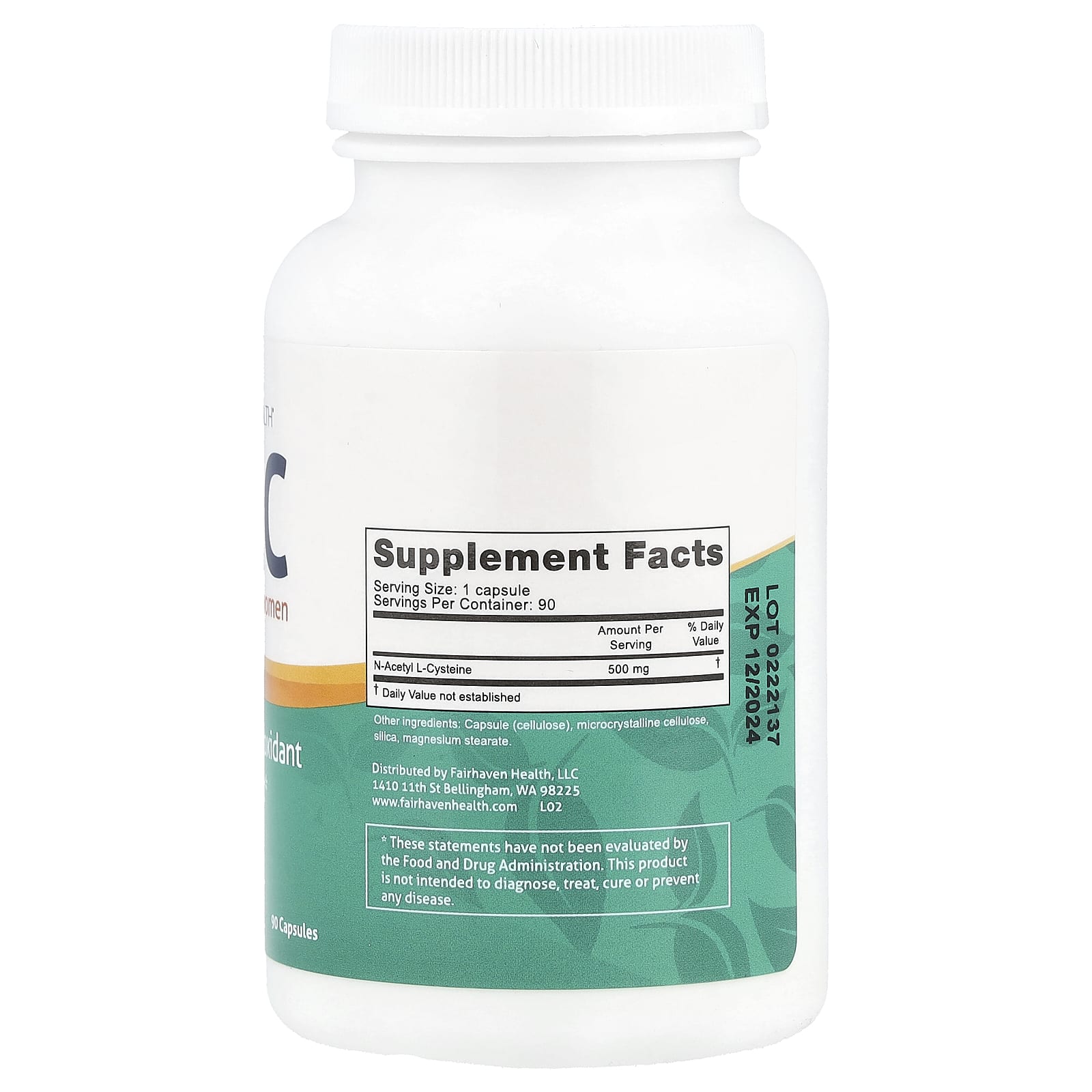 Fairhaven Health, NAC для мужчин и женщин, 500 мг, 90 капсул