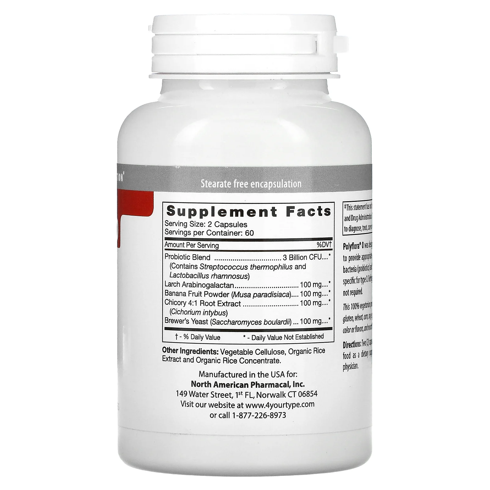 D'adamo, Polyflora, пробиотическая формула, разработанная для группы крови O, 120 вегетарианских капсул