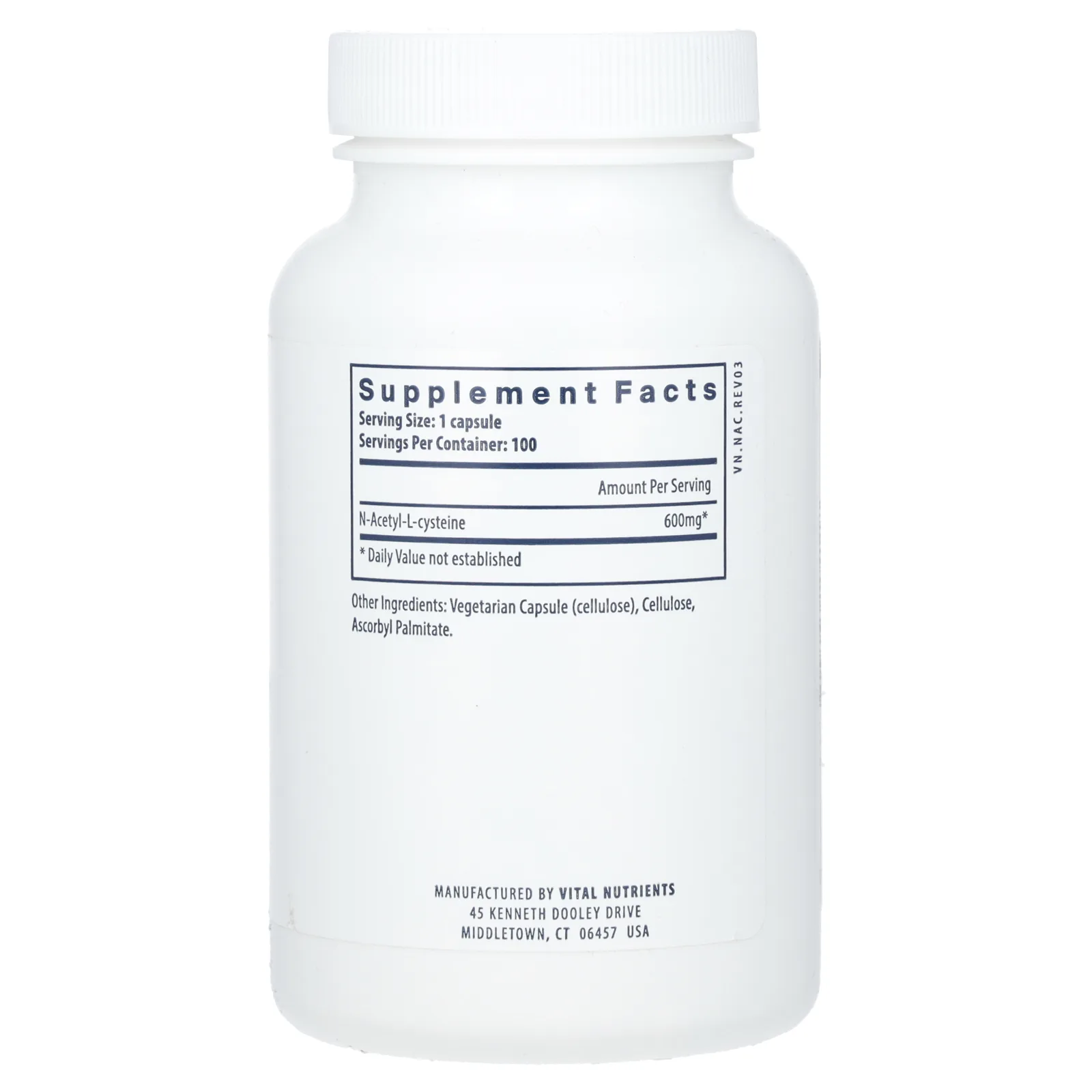 Vital Nutrients, NAC, 600 мг, 100 веганских капсул