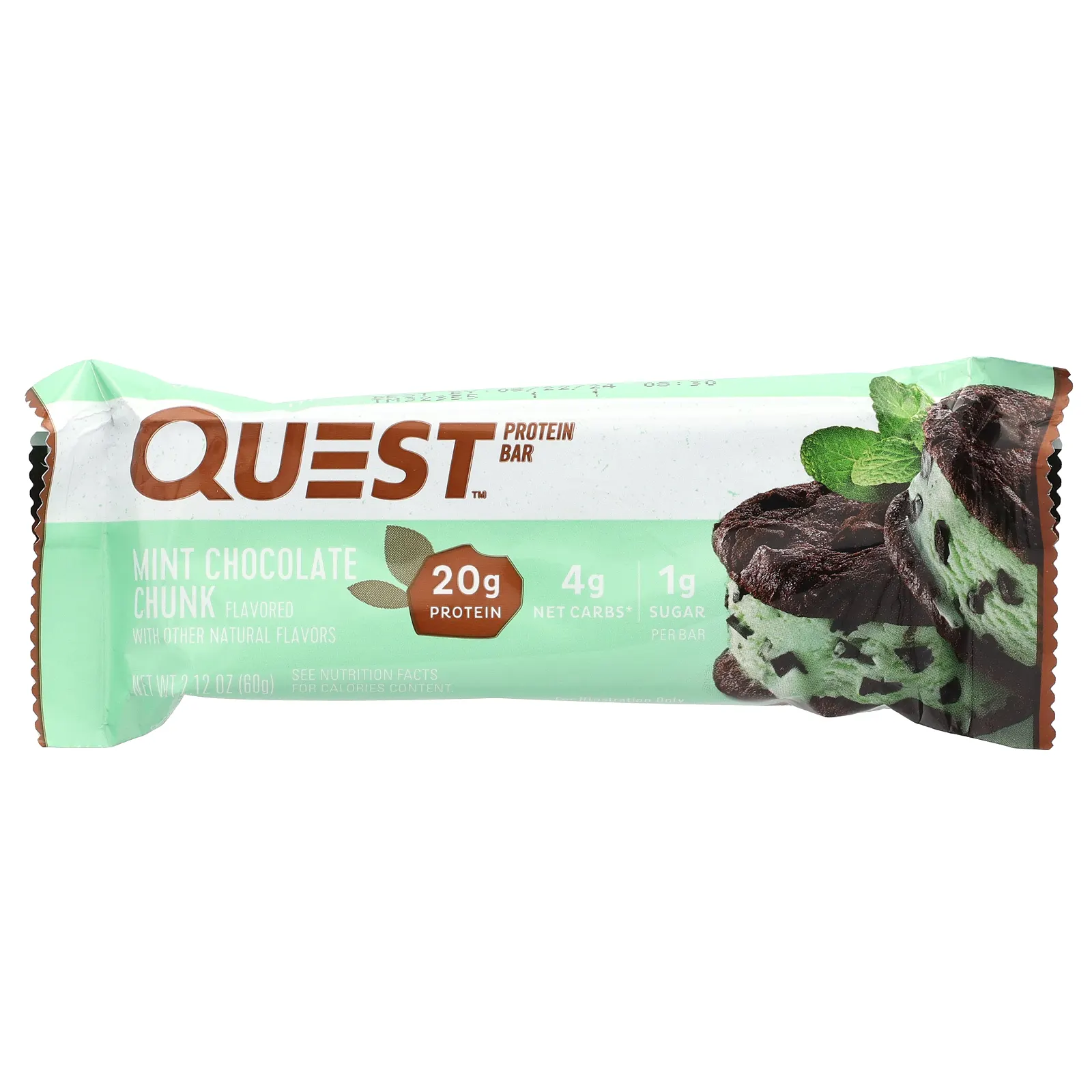 Quest Nutrition, протеиновый батончик, мята и шоколадная крошка, 4 шт. по 60 г (2,12 унции)