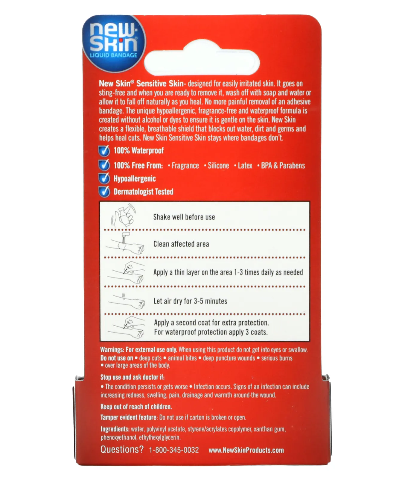 New Skin, Жидкая повязка / средство для защиты кожи, для чувствительной кожи, 10 мл (0,3 жидк. Унции)