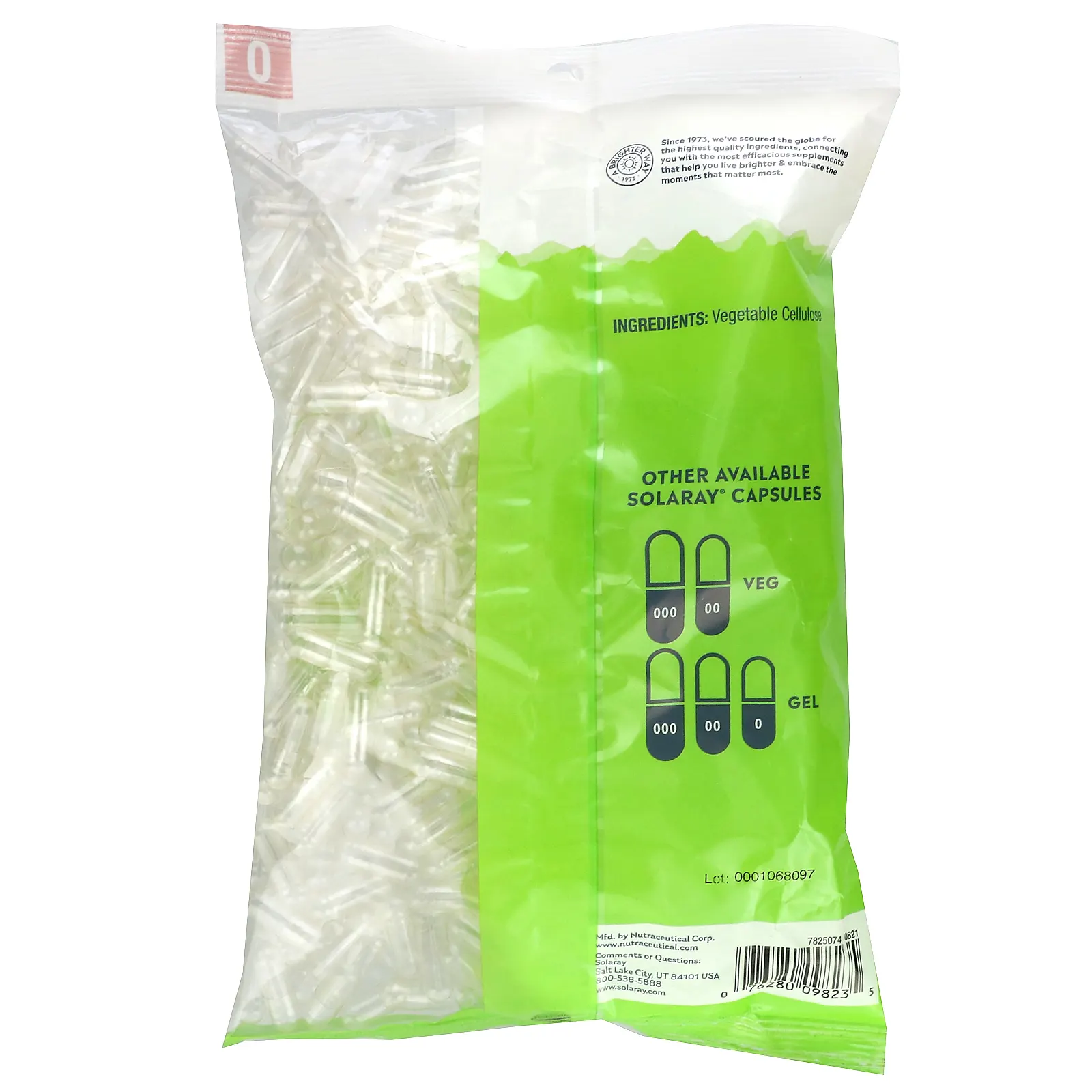 Solaray, пустые вегетарианские капсулы, размер 0, 500 растительных капсул