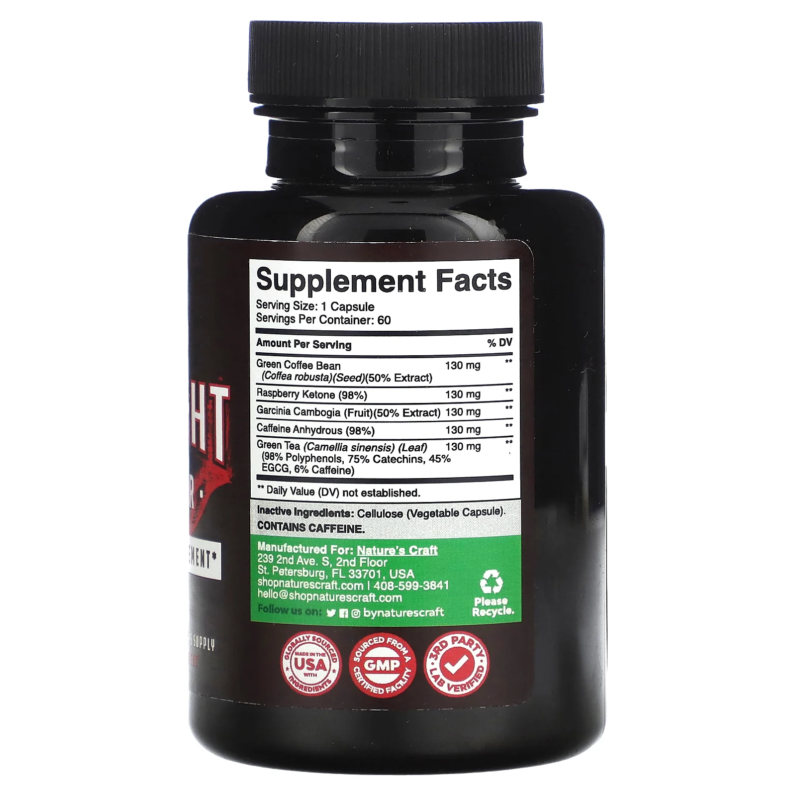 Nature's Craft, средство для сжигания веса, 60 капсул