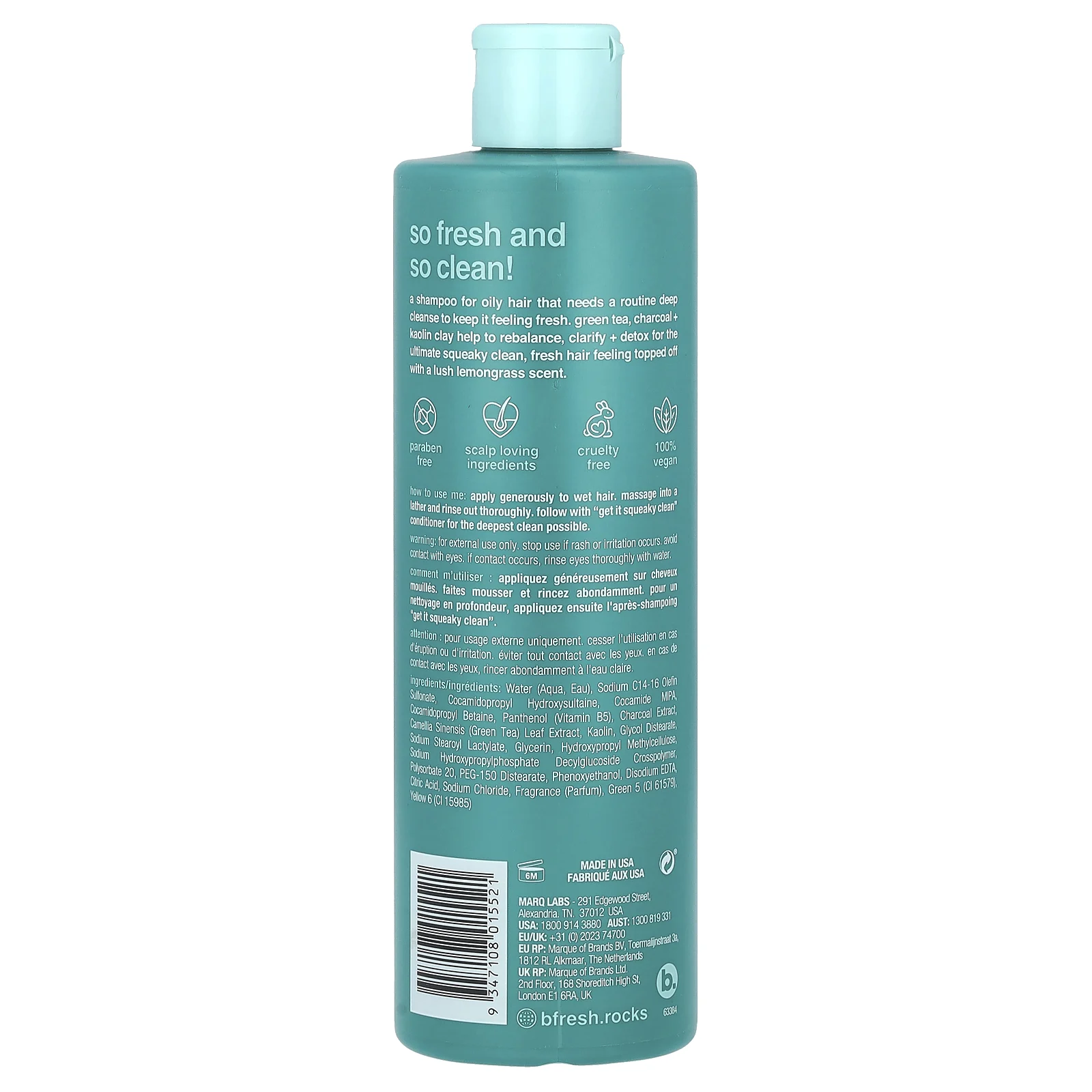 b.fresh, Get It Squeaky Clean, Deep Cleansing Shampoo, For Oily Hair, Lush Lemongrass, 12 fl oz (355 ml)