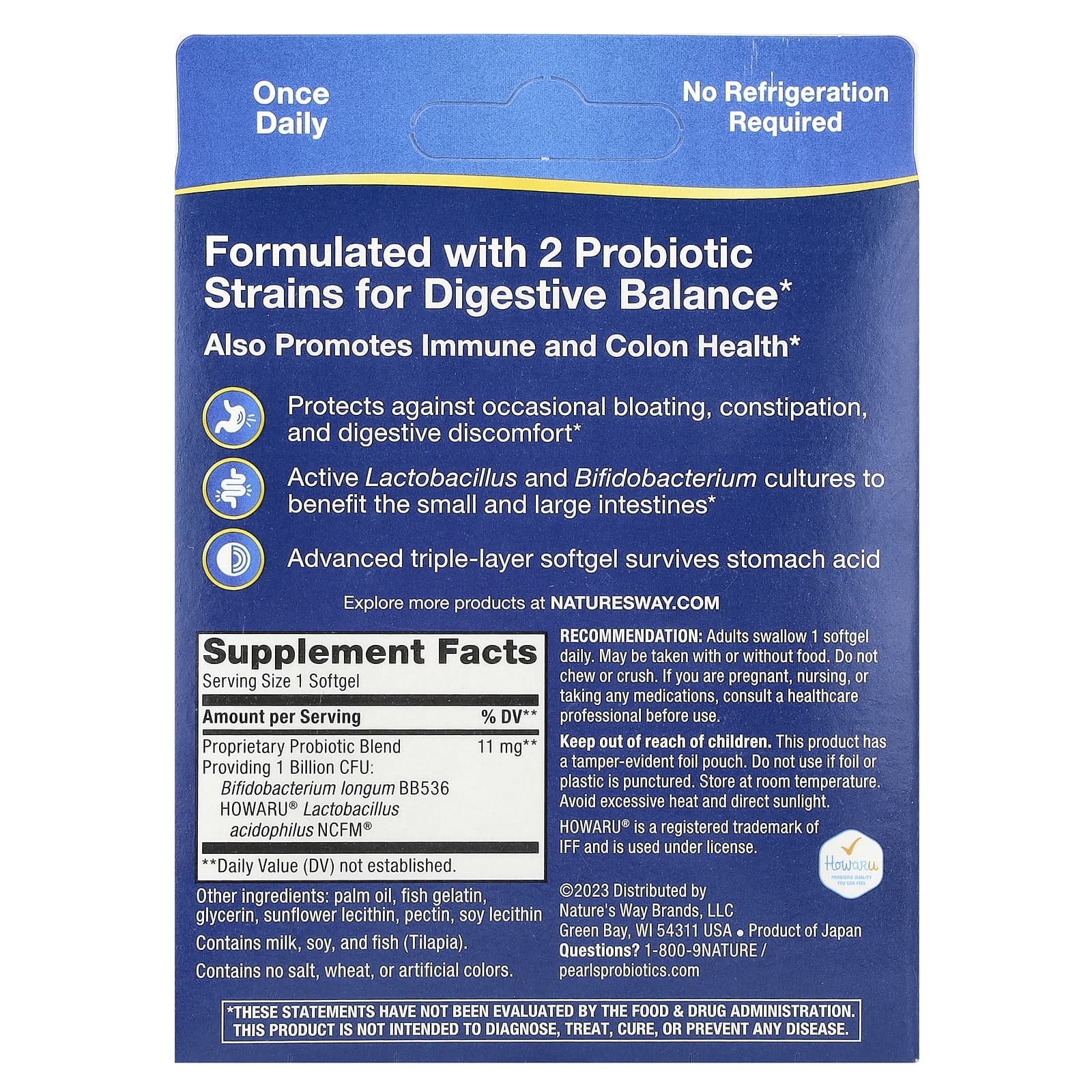 Nature's Way, ацидофильные пробиотики в виде жемчужин, 1 млрд КОЕ, 90 капсул