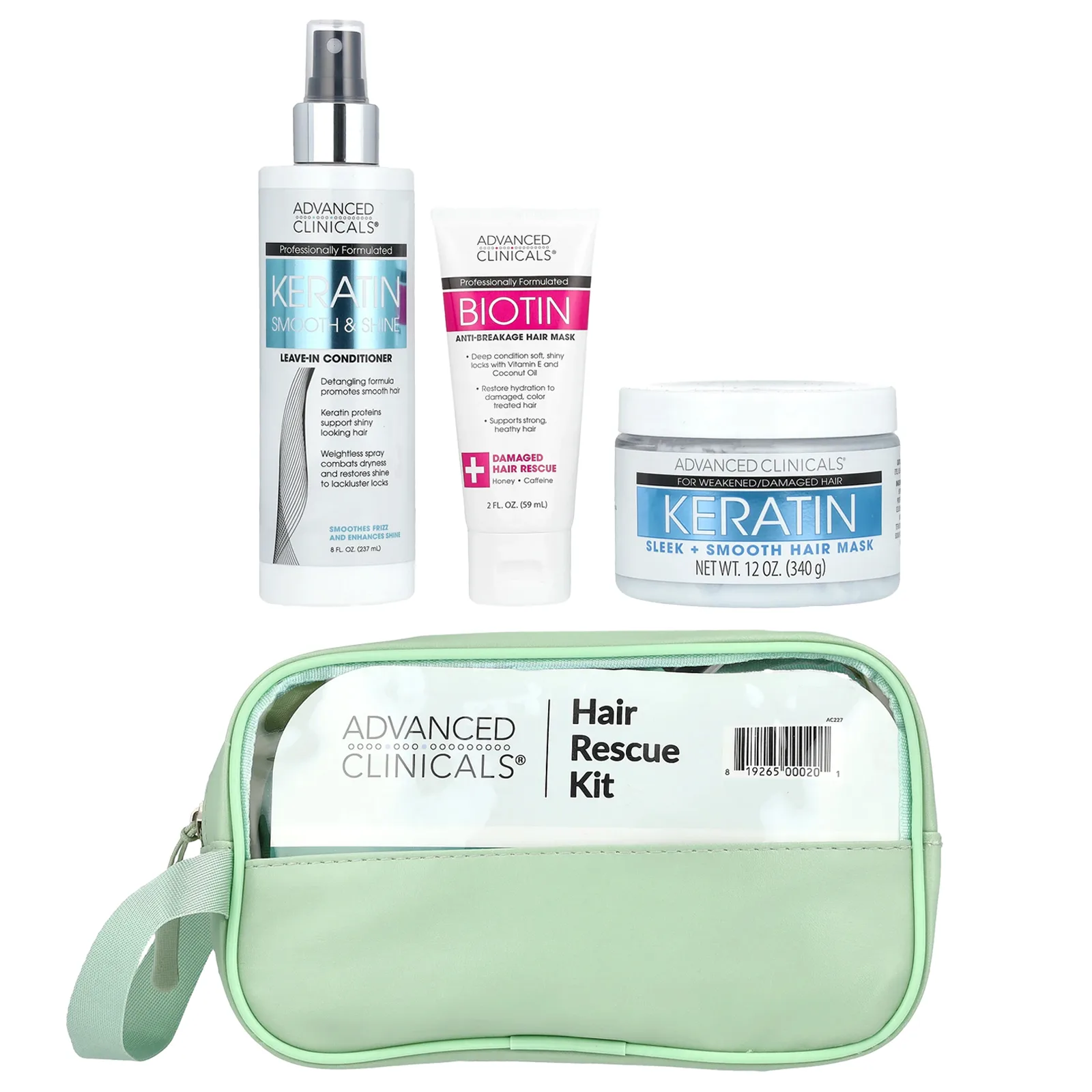 Advanced Clinicals, iHerb Exclusive, набор для восстановления волос, 4 предмета