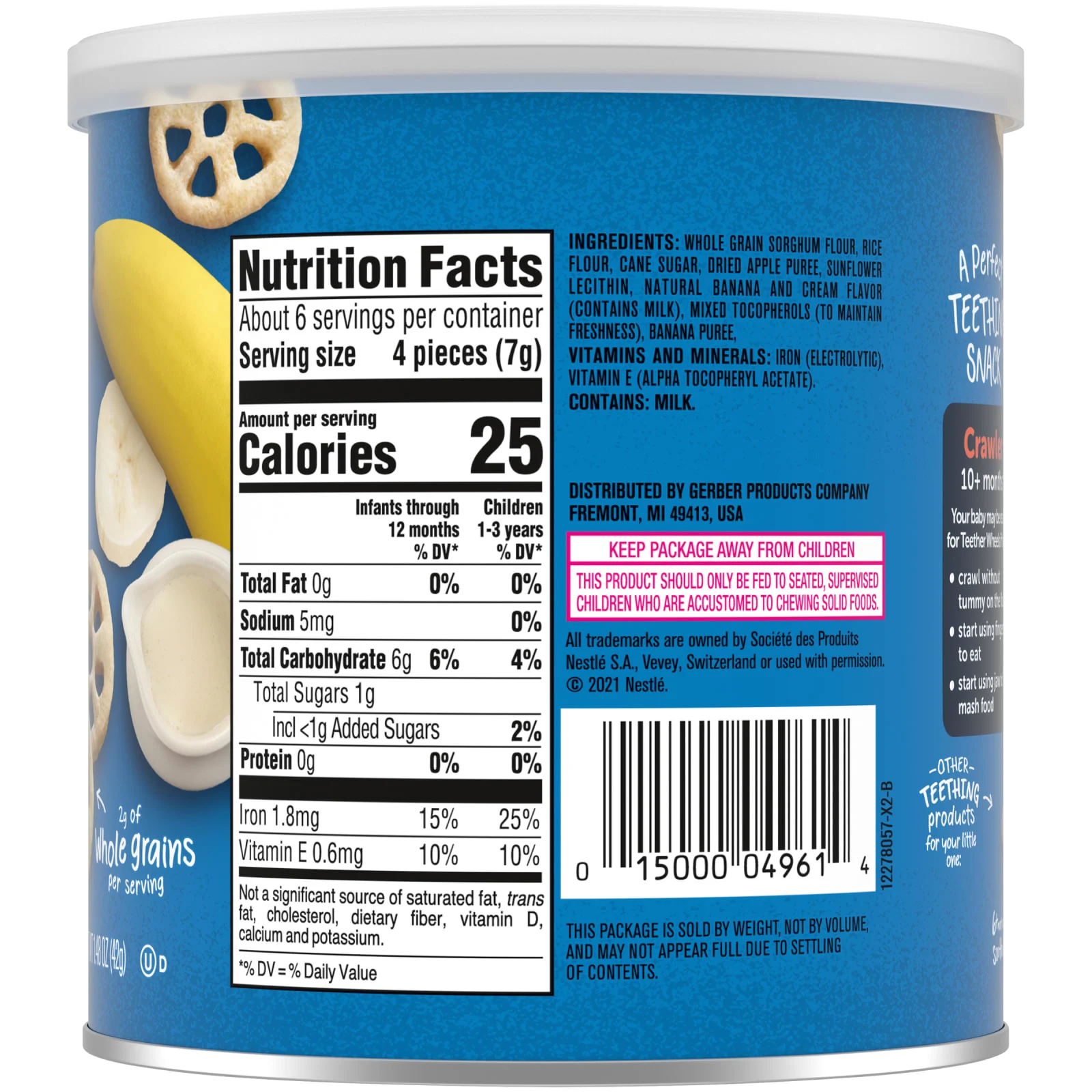 Gerber, Teether Wheels, от 8 месяцев, банановый крем, 42 г (1,48 унции)