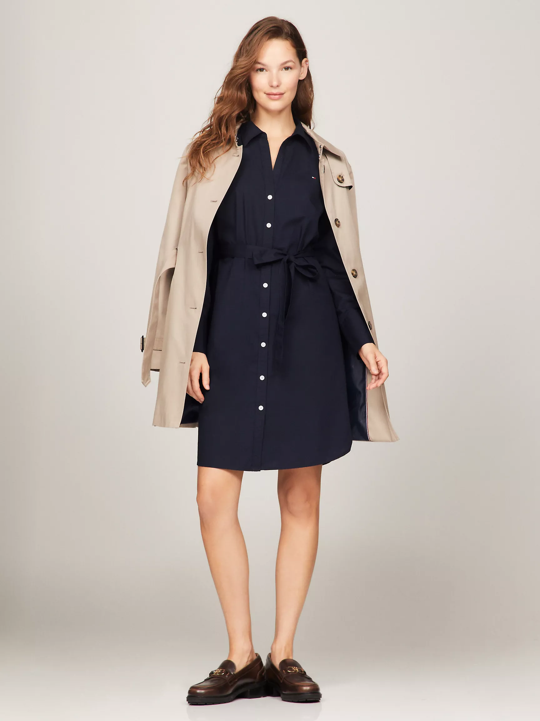 Женское платье Tommy Hilfiger, Поплиновое платье-рубашка с поясом