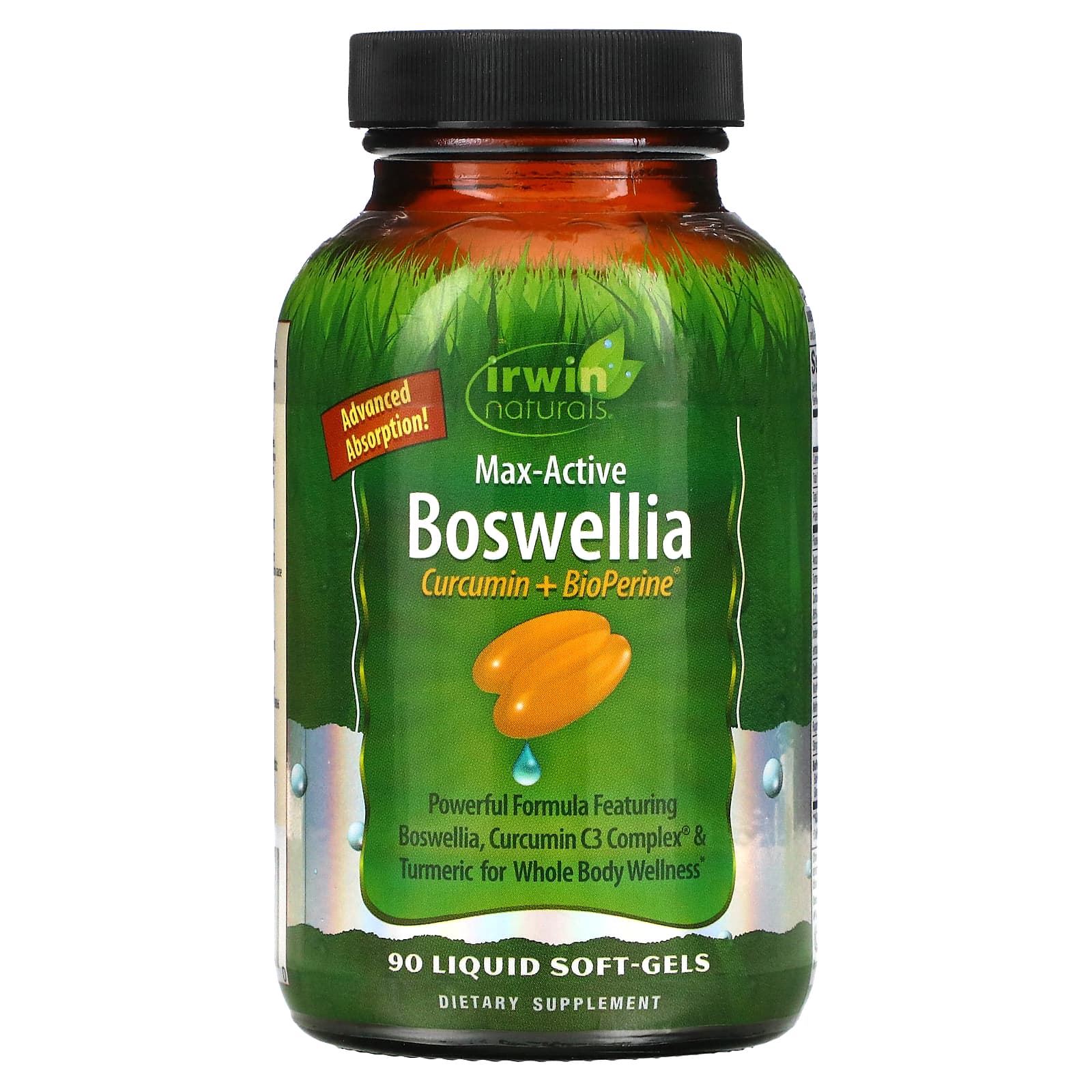 Irwin Naturals, Max-Active Boswellia, куркумин и BioPerine, 90 желатиновых капсул