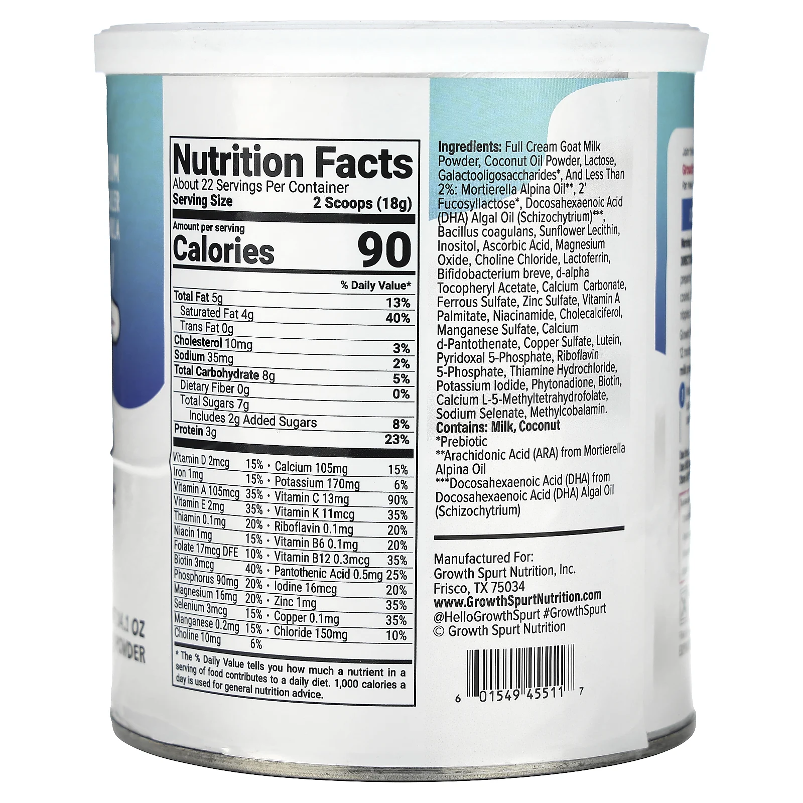 Growth Spurt, Premium Toddler Formula, козье молоко, от 12 до 36 месяцев, 400 г (14,1 унции)