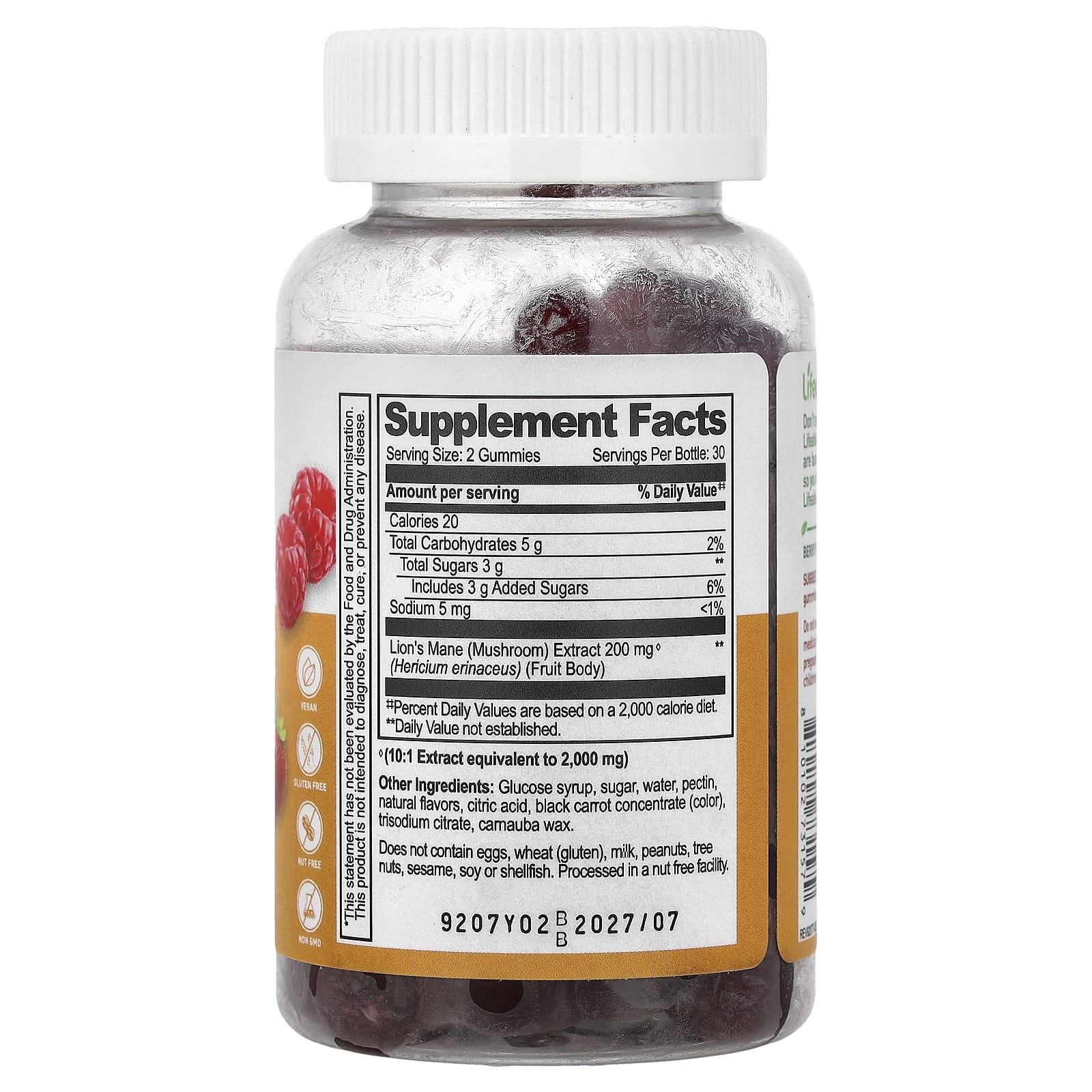 Lifeable, жевательный гриб ежовик гребенчатый, с ягодным вкусом, 60 жевательных таблеток (100 мг в 1 таблетке)