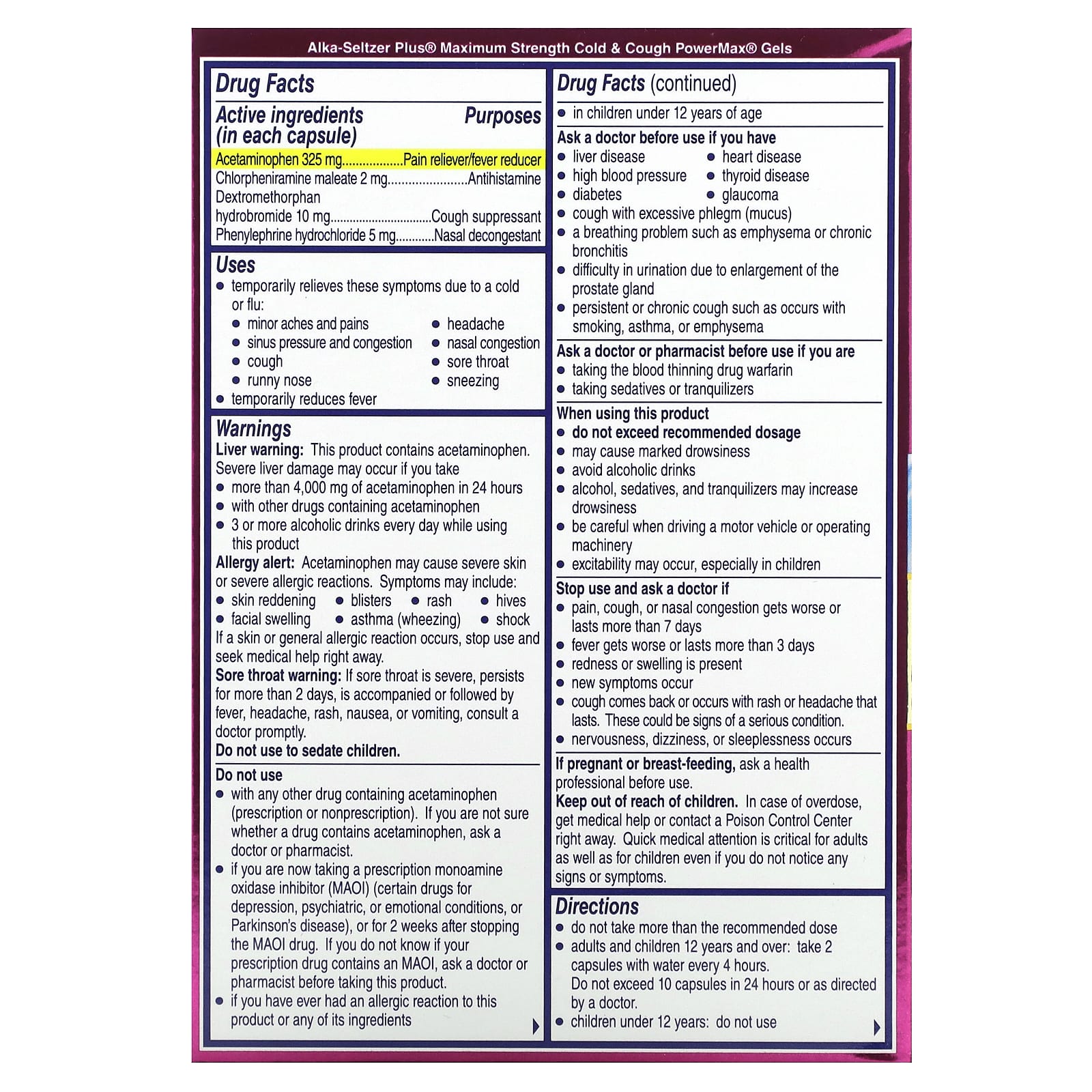 Alka-Seltzer Plus, Гели от простуды и кашля PowerMax, максимальная эффективность, 24 жидких геля